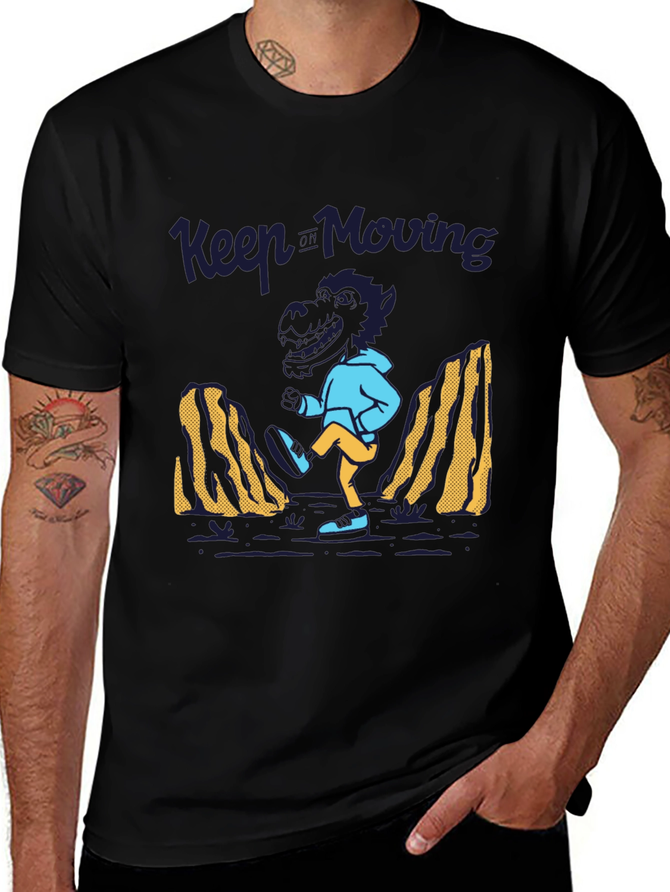 Keep Moving Dinosaur T-Shirt - Black