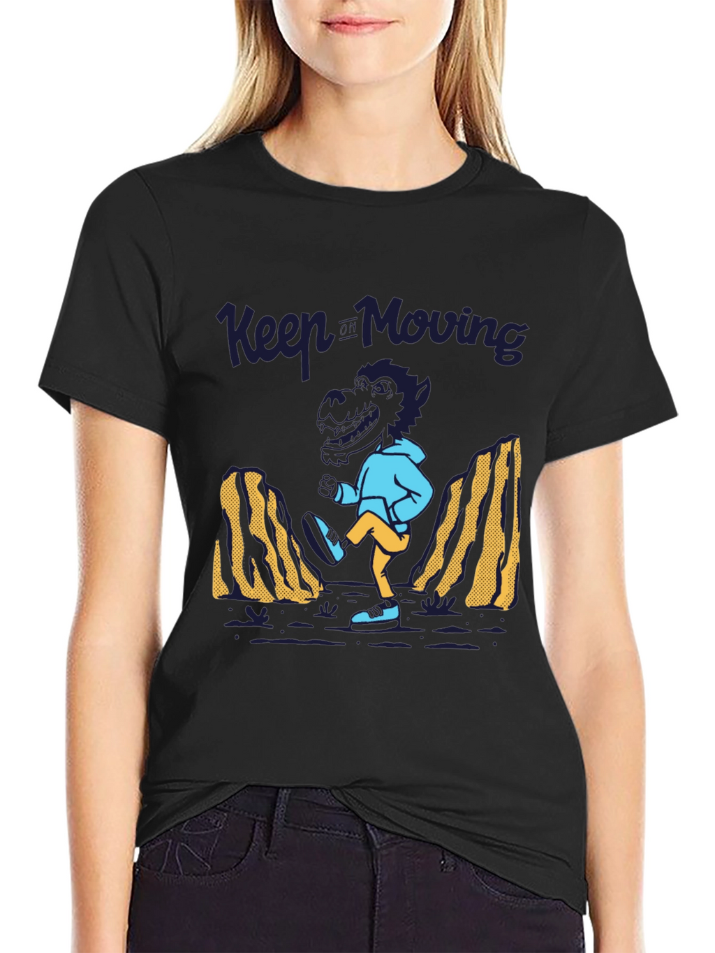 Keep Moving Dinosaur T-Shirt - Black