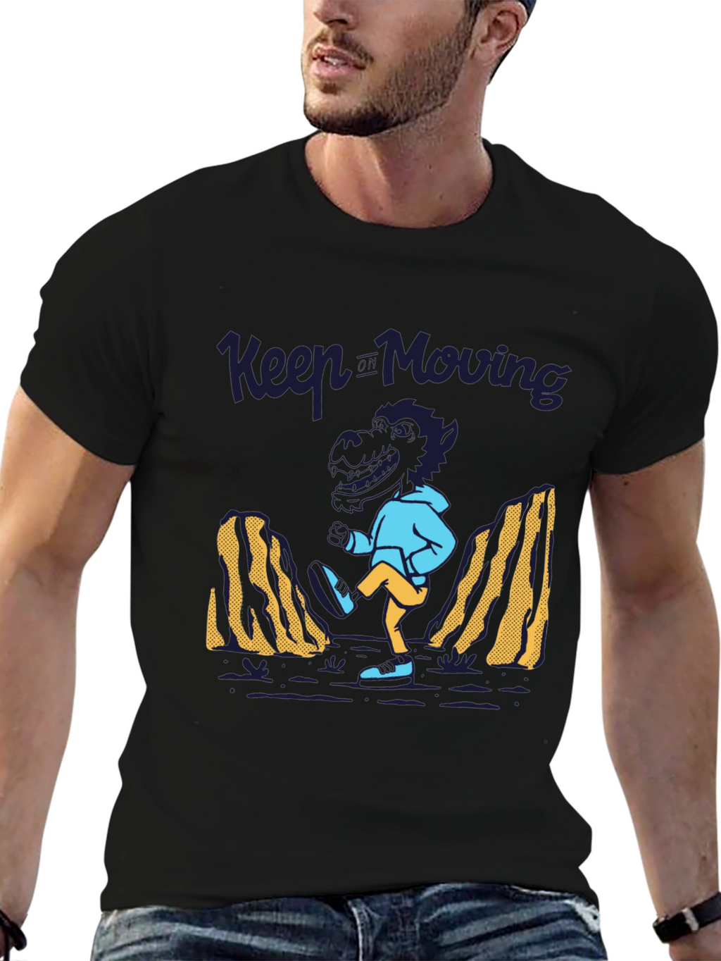Keep Moving Dinosaur T-Shirt - Black