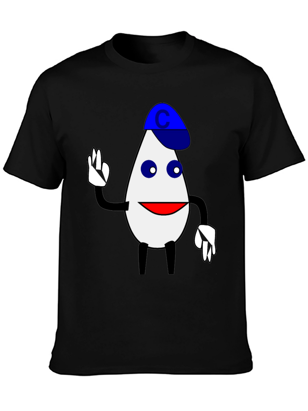 Funny Cartoon Character T-Shirt - Black