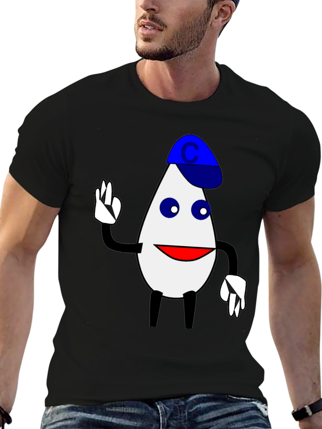 Funny Cartoon Character T-Shirt - Black