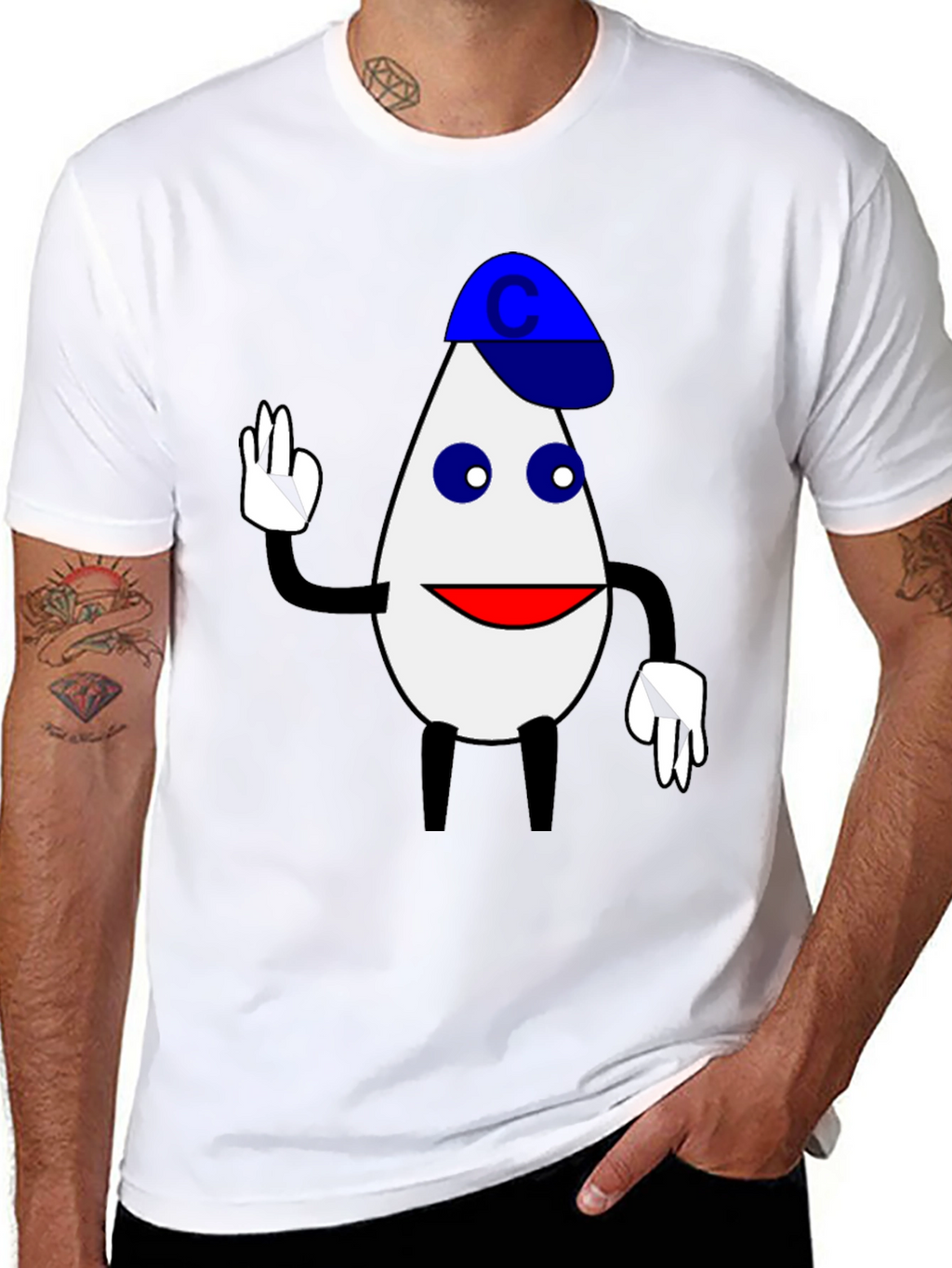 Funny Cartoon Character T-Shirt - Black
