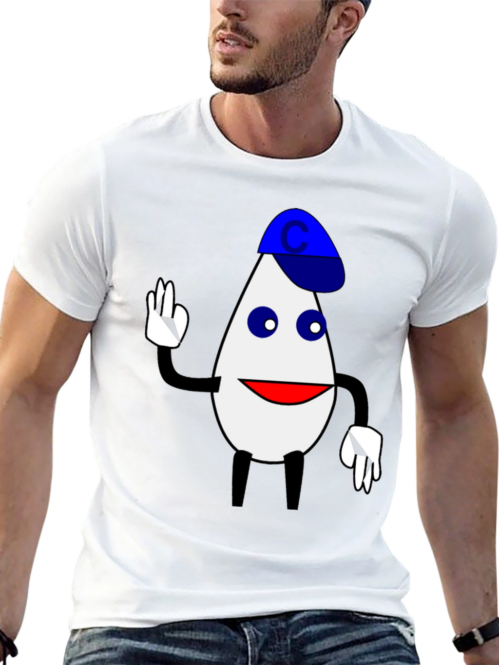 Funny Cartoon Character T-Shirt - Black