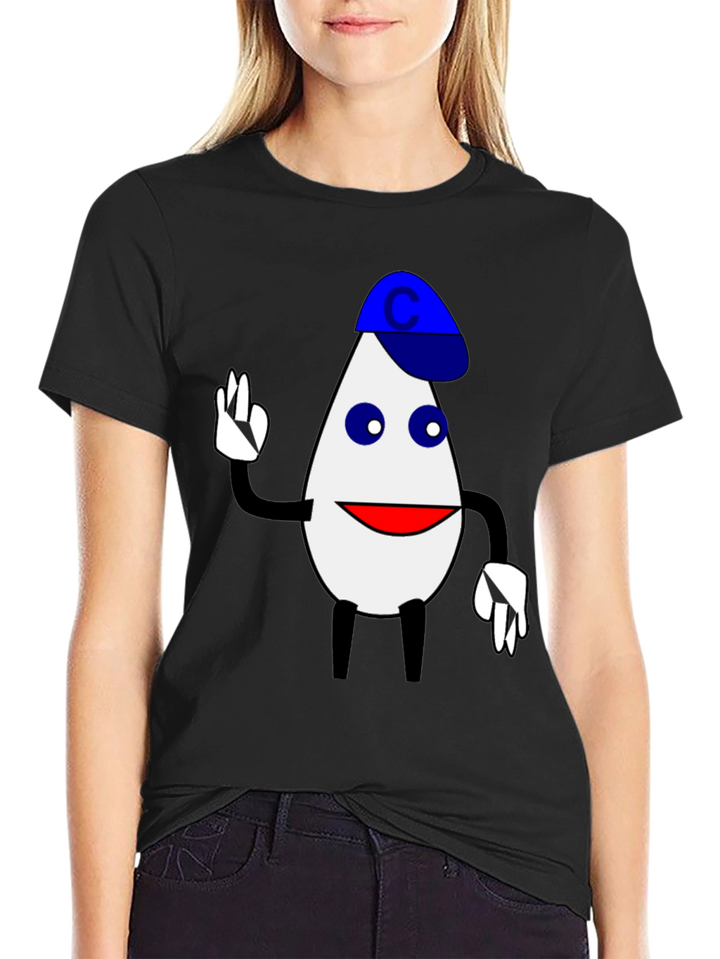 Funny Cartoon Character T-Shirt - Black