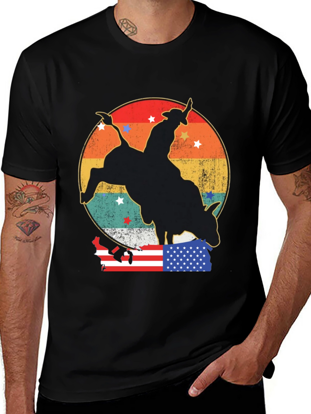 Retro Rodeo Bull Rider Graphic Tee