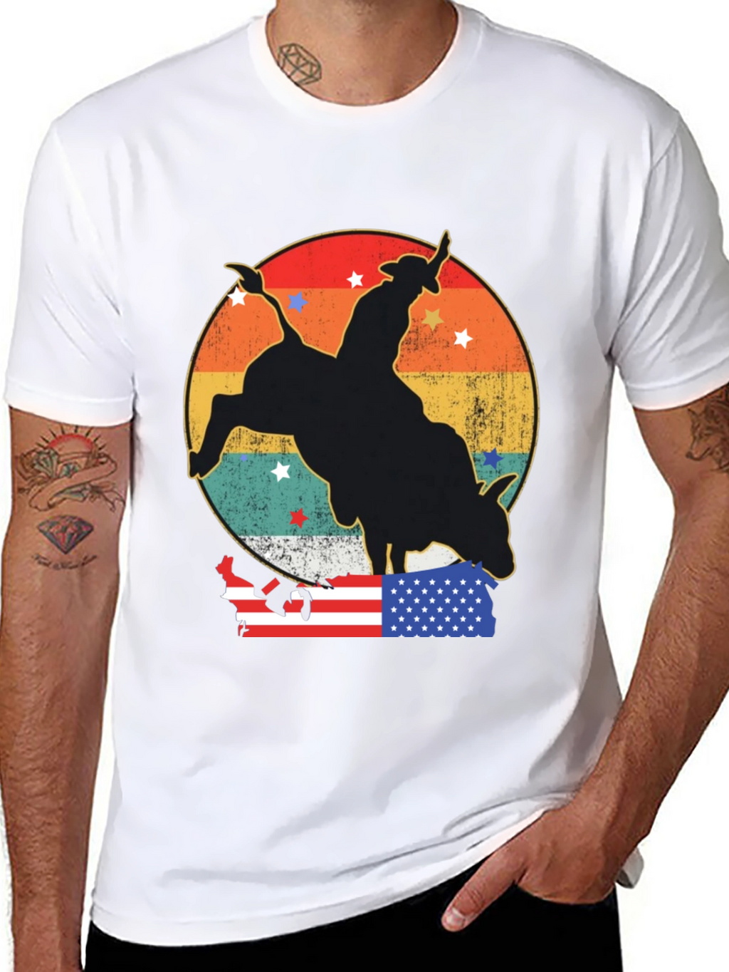 Retro Rodeo Bull Rider Graphic Tee