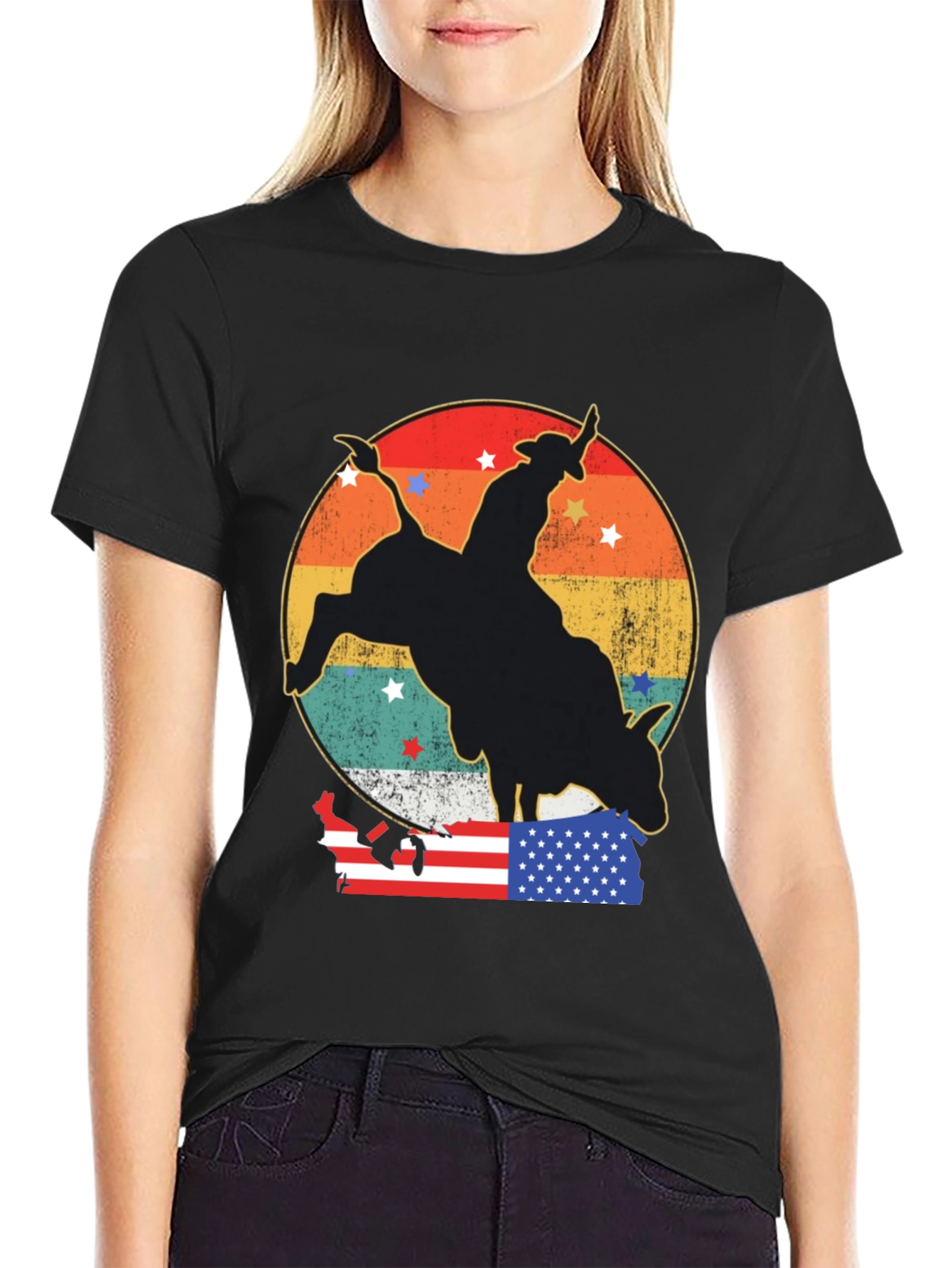 Retro Rodeo Bull Rider Graphic Tee