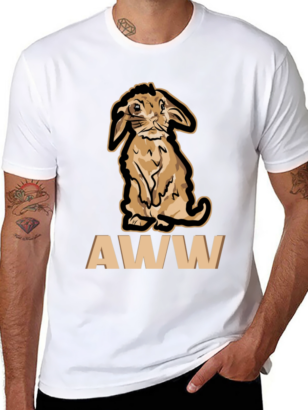 Cute Bunny AWW T-Shirt - Black