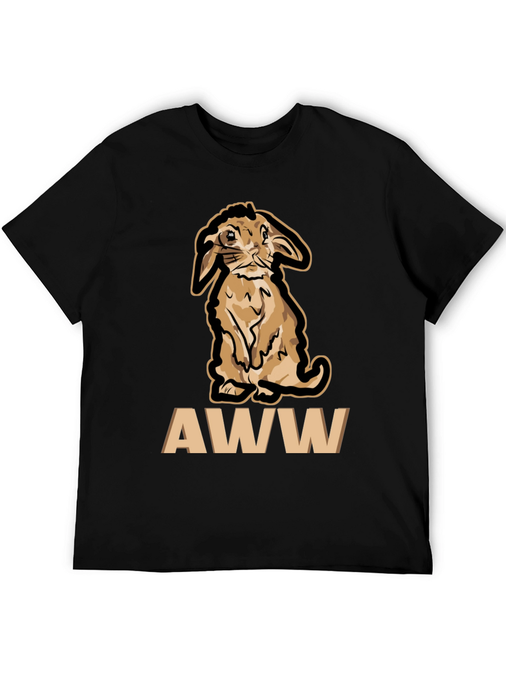 Cute Bunny AWW T-Shirt - Black