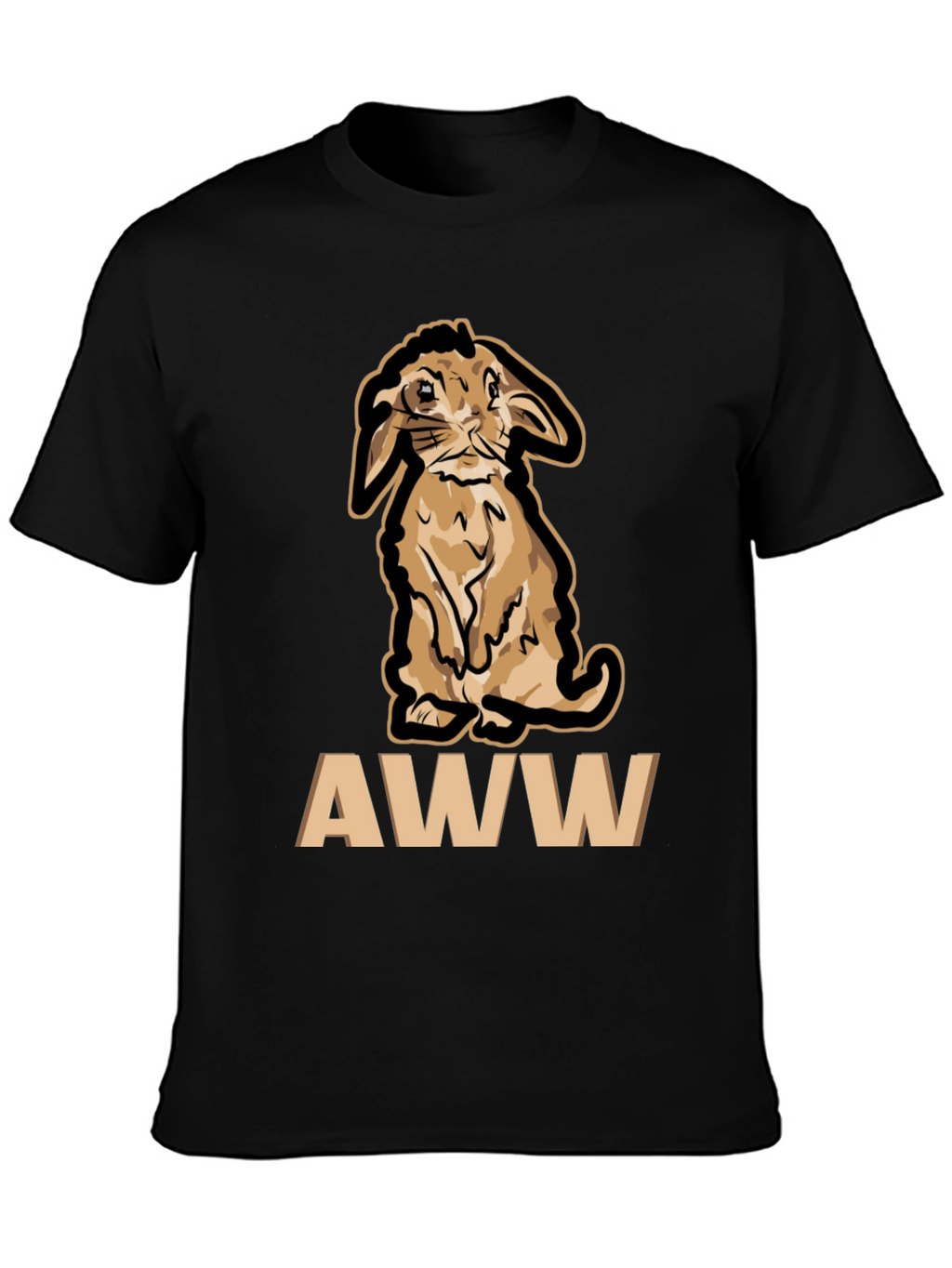 Cute Bunny AWW T-Shirt - Black