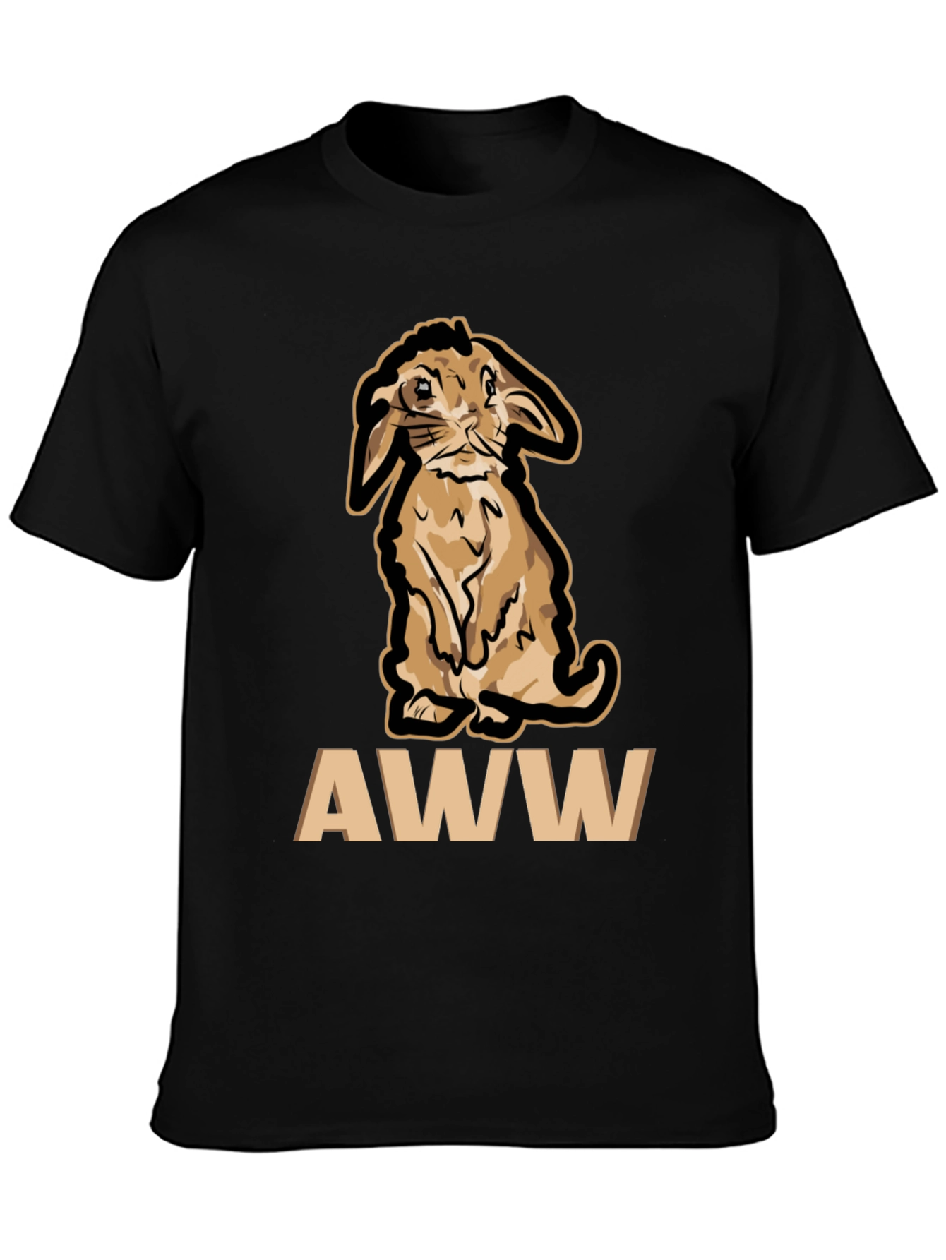 Cute Bunny AWW T-Shirt - Black