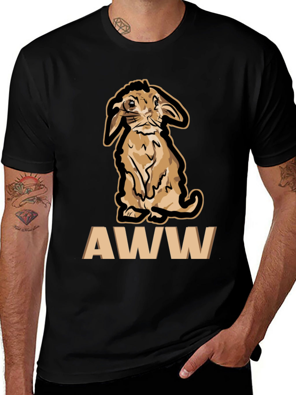 Cute Bunny AWW T-Shirt - Black