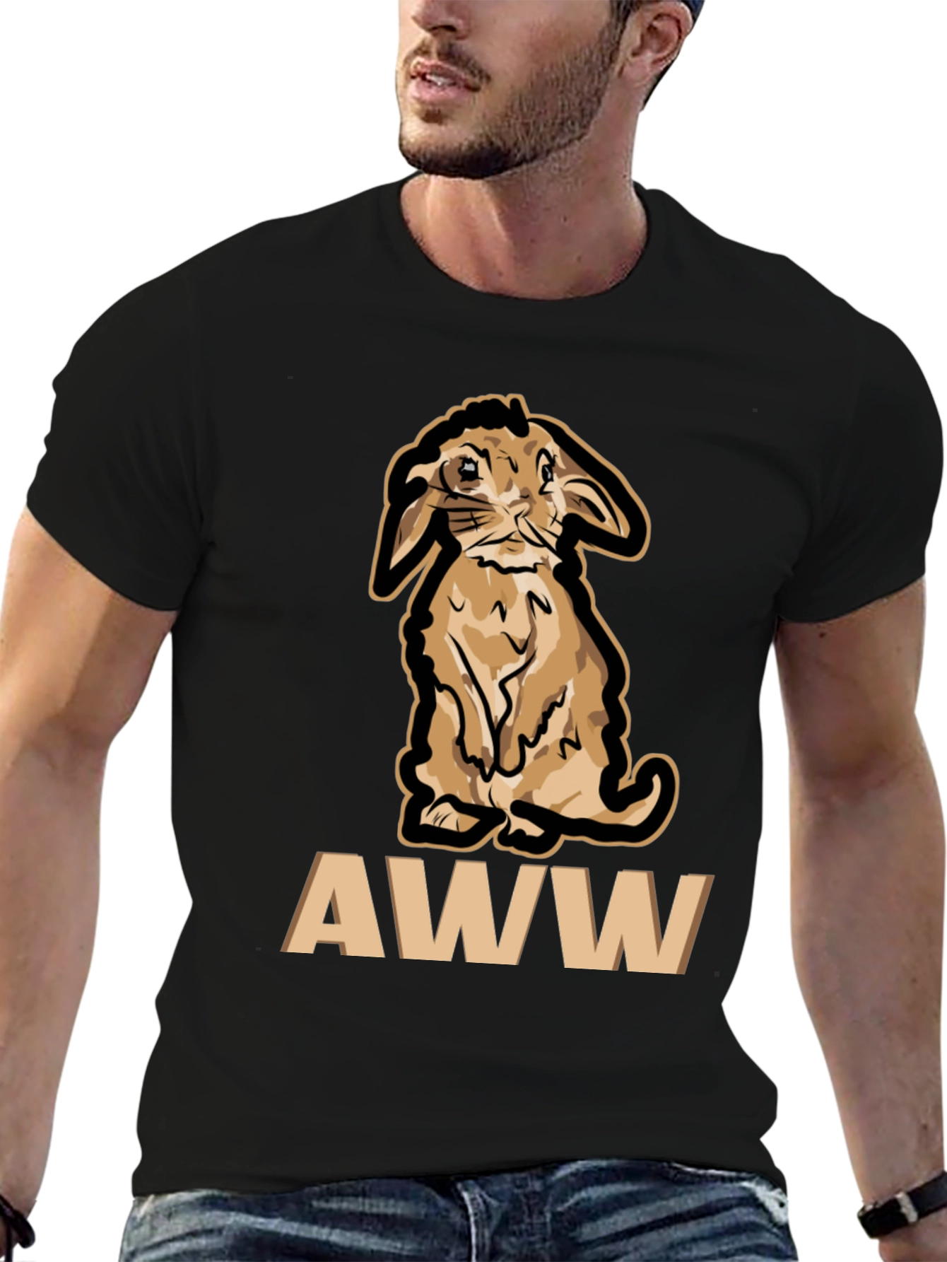Cute Bunny AWW T-Shirt - Black