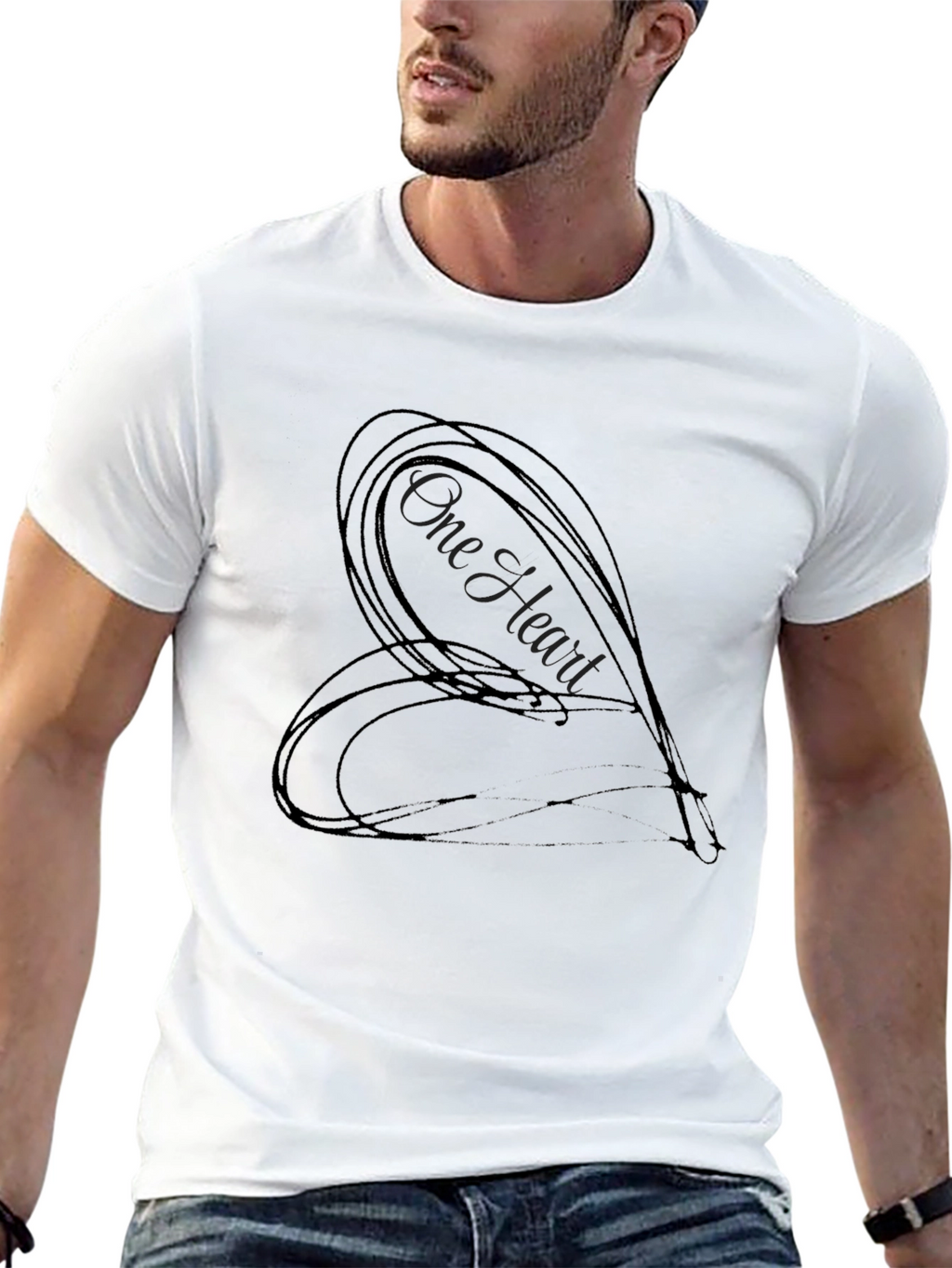 One Heart Graphic Black T-Shirt