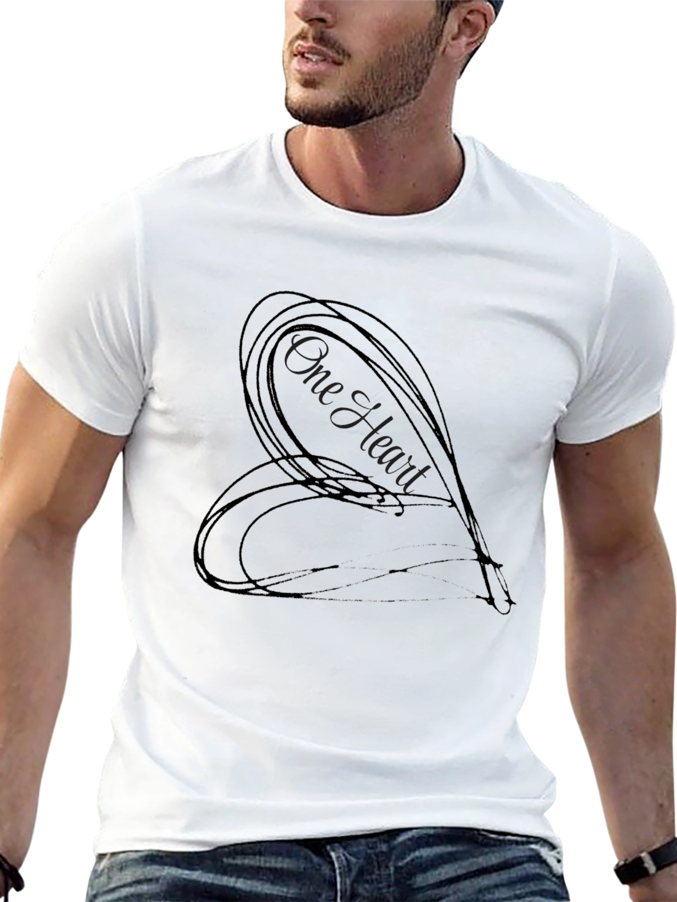 One Heart Graphic Black T-Shirt