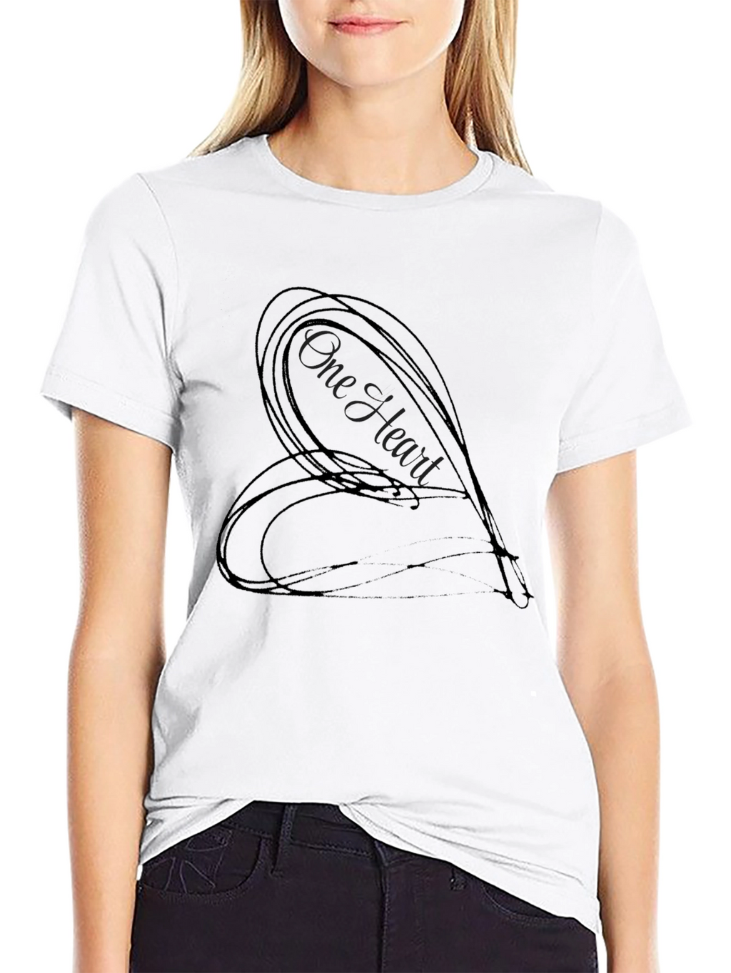 One Heart Graphic Black T-Shirt