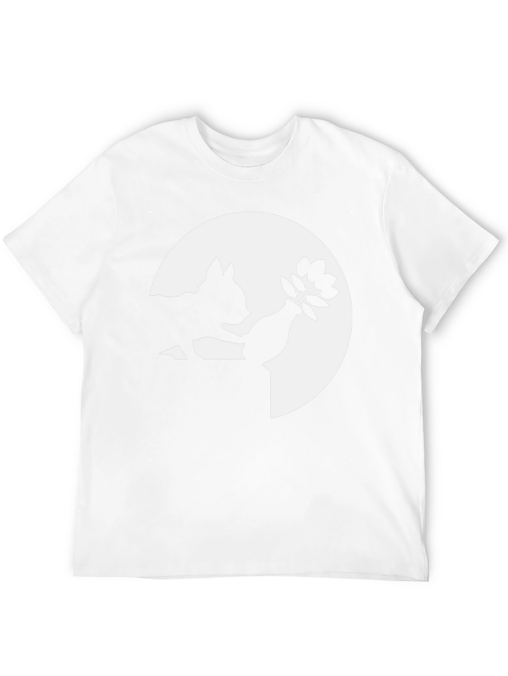 Silhouette Dog & Flowers Black T-Shirt