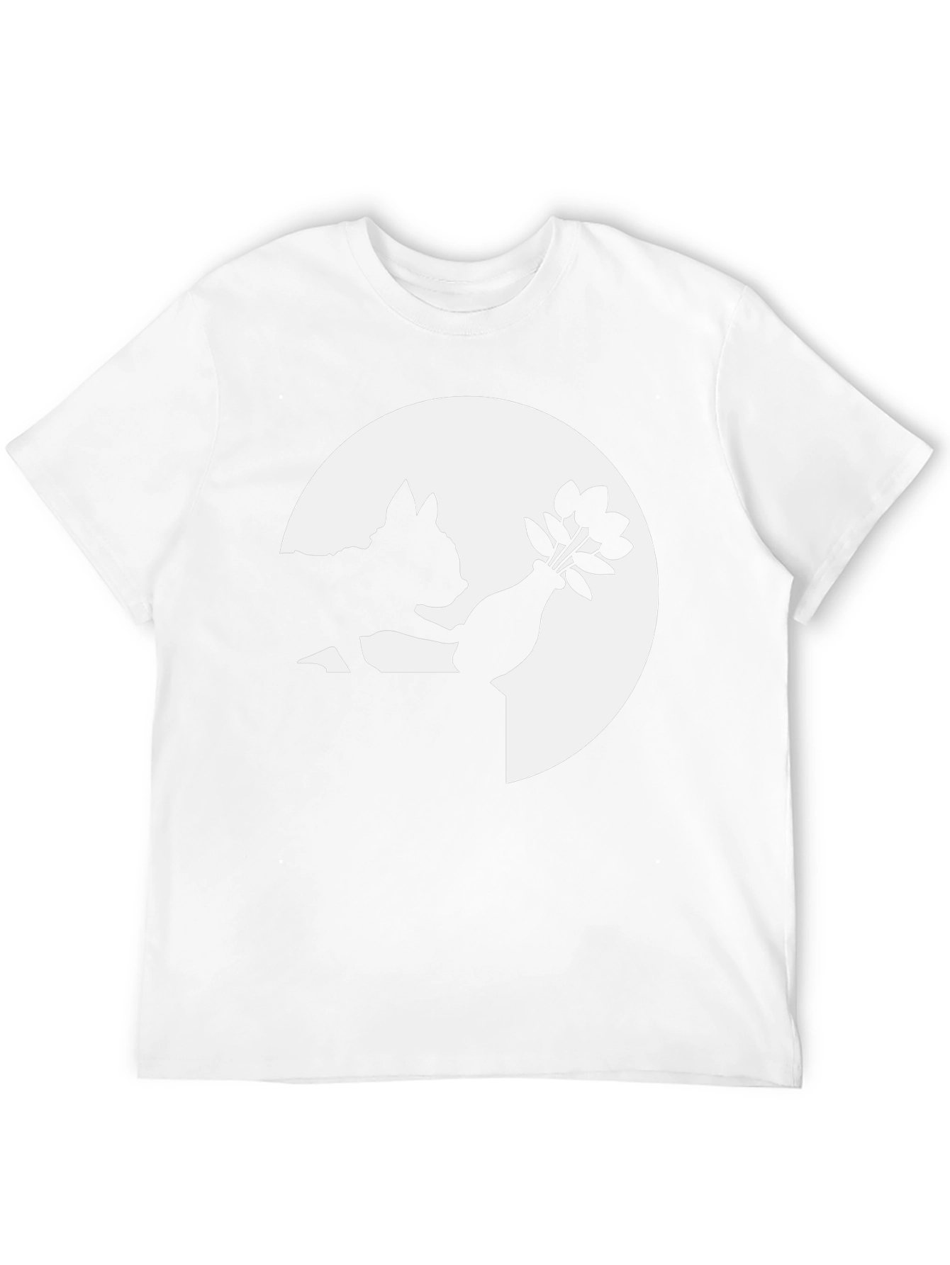 Silhouette Dog & Flowers Black T-Shirt