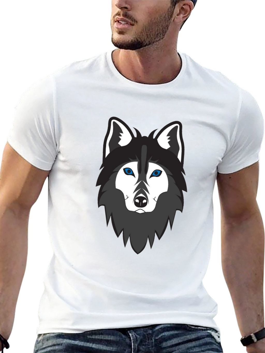 Cool Wolf Graphic T-Shirt - Mens Black Tee