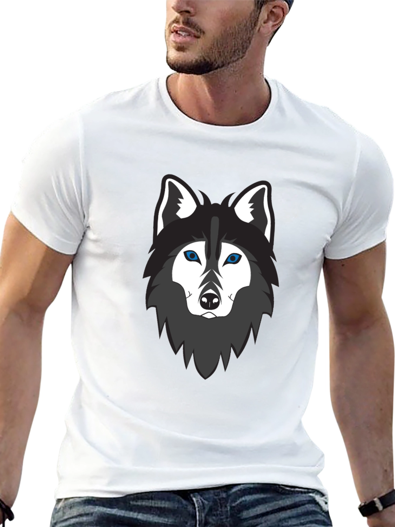 Cool Wolf Graphic T-Shirt - Mens Black Tee