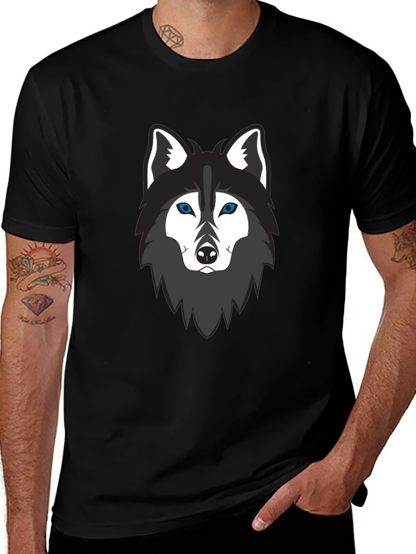 Cool Wolf Graphic T-Shirt - Mens Black Tee