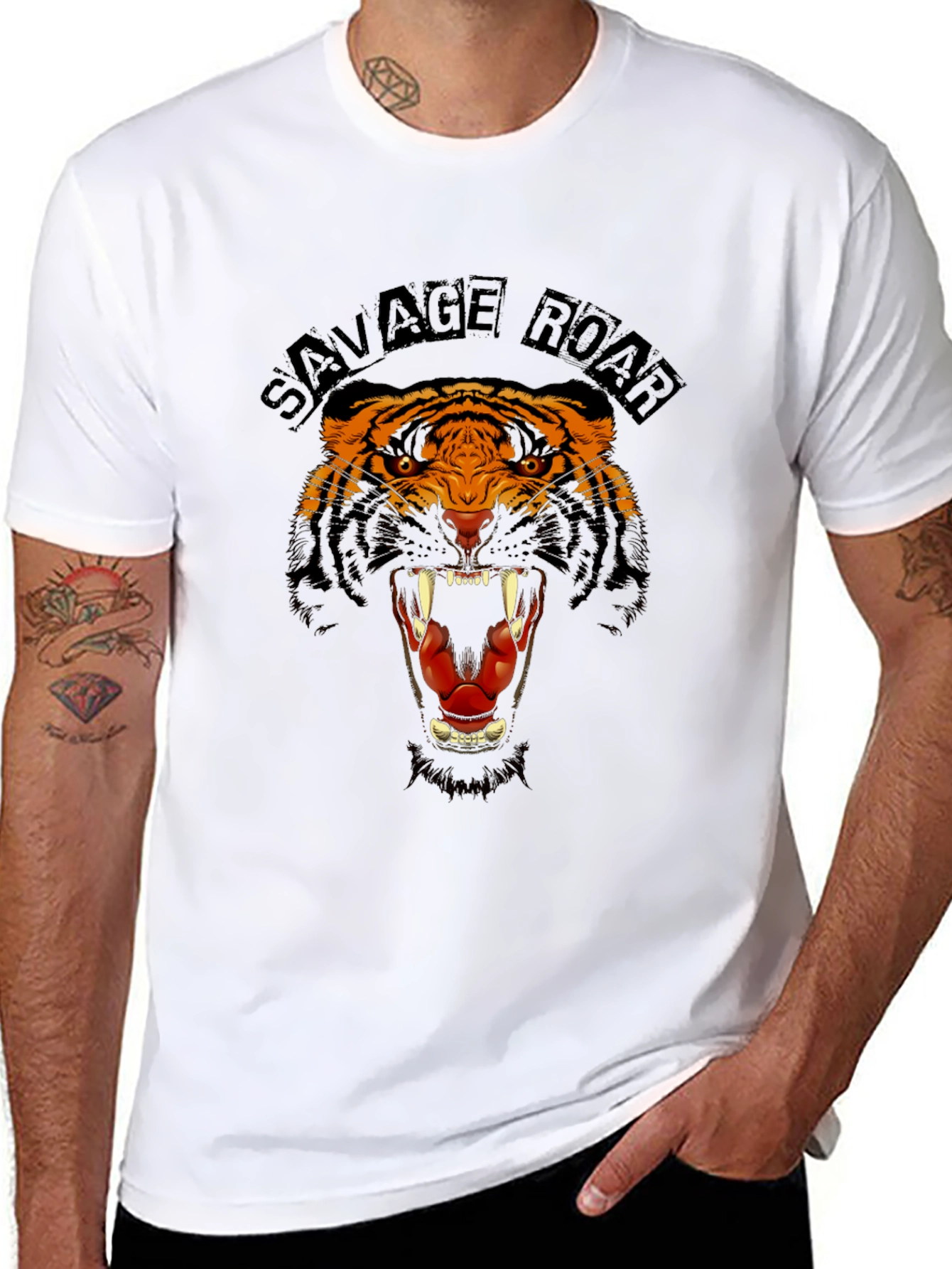 Savage Roar Tiger Graphic Black T-Shirt