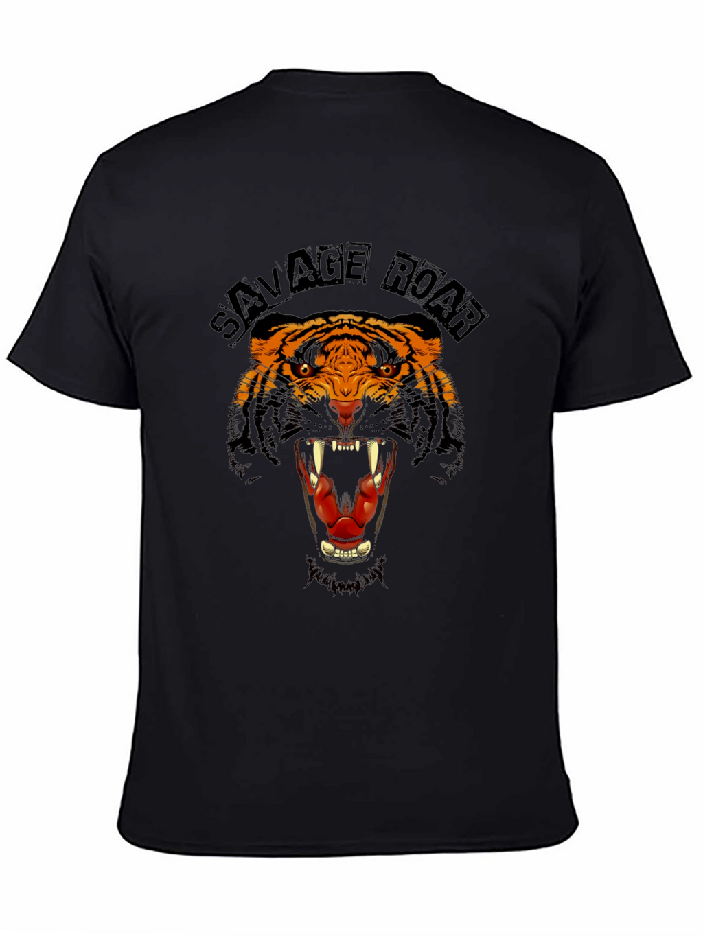 Savage Roar Tiger Graphic Black T-Shirt