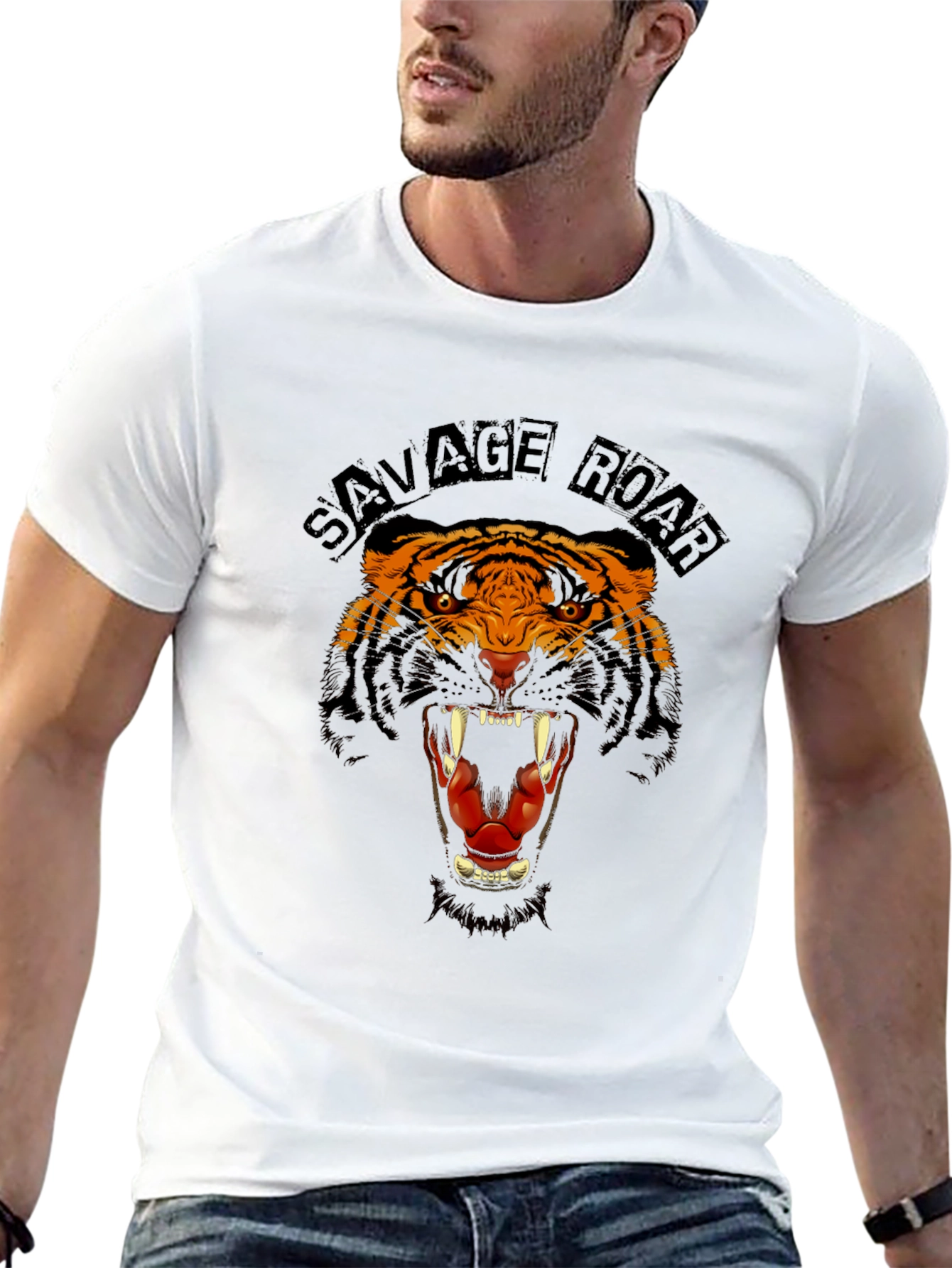 Savage Roar Tiger Graphic Black T-Shirt