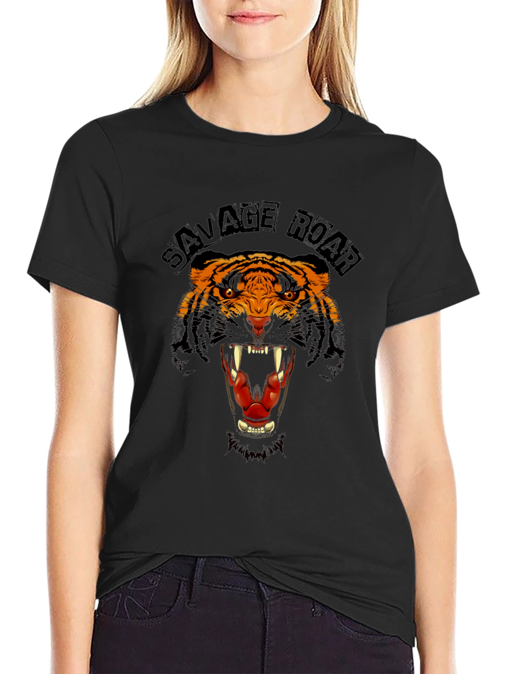 Savage Roar Tiger Graphic Black T-Shirt