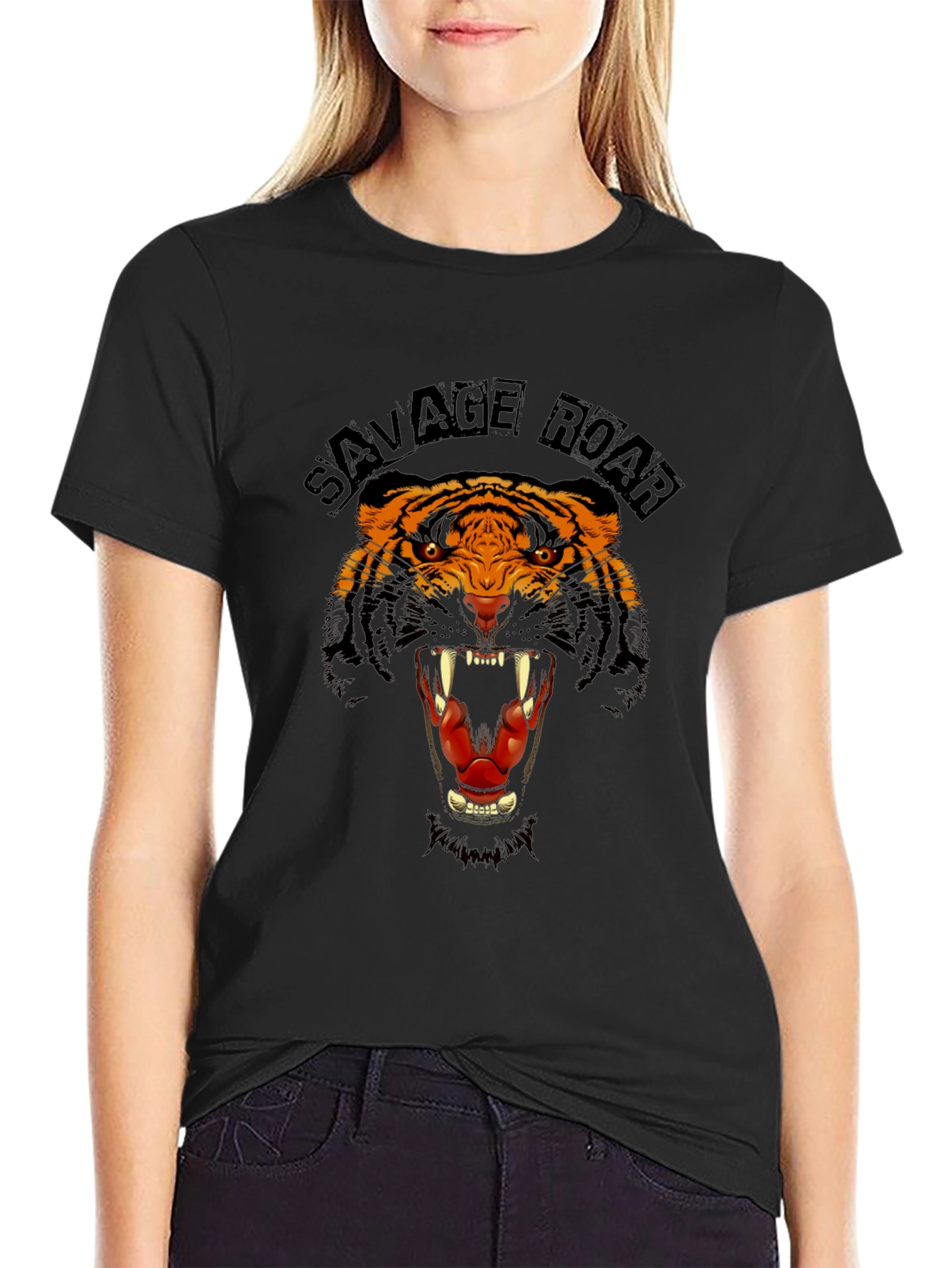 Savage Roar Tiger Graphic Black T-Shirt