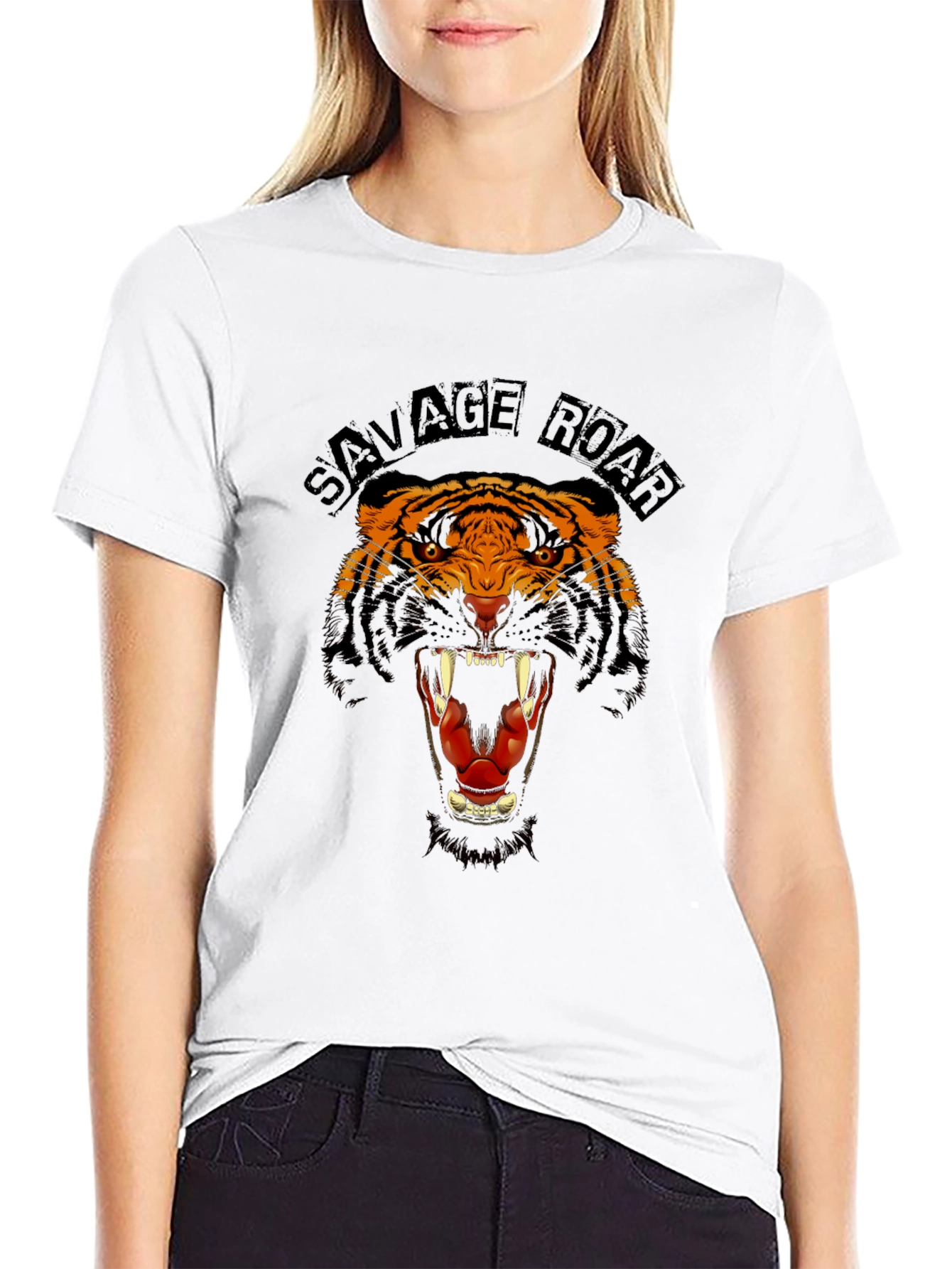Savage Roar Tiger Graphic Black T-Shirt