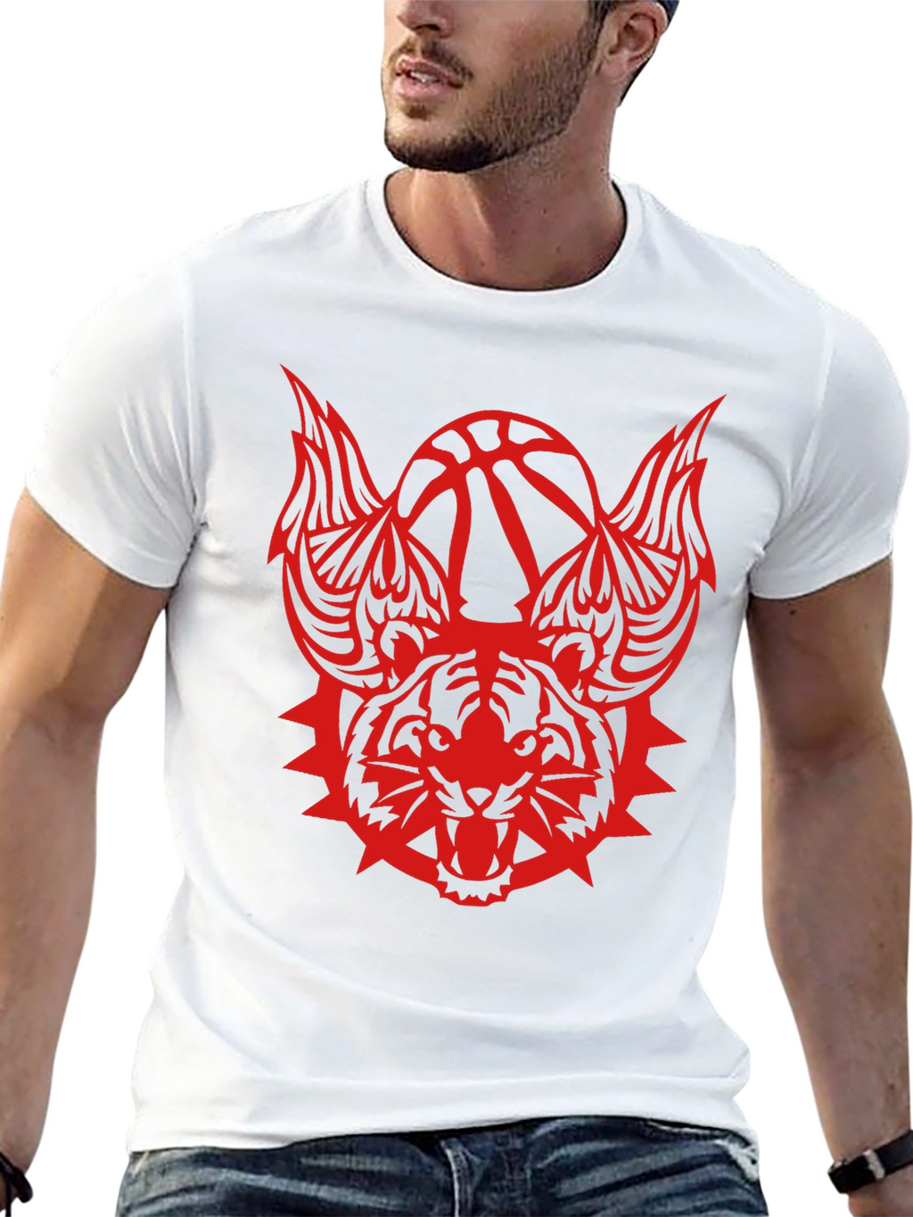 Mens Graphic Tee - Tiger Basketball Design