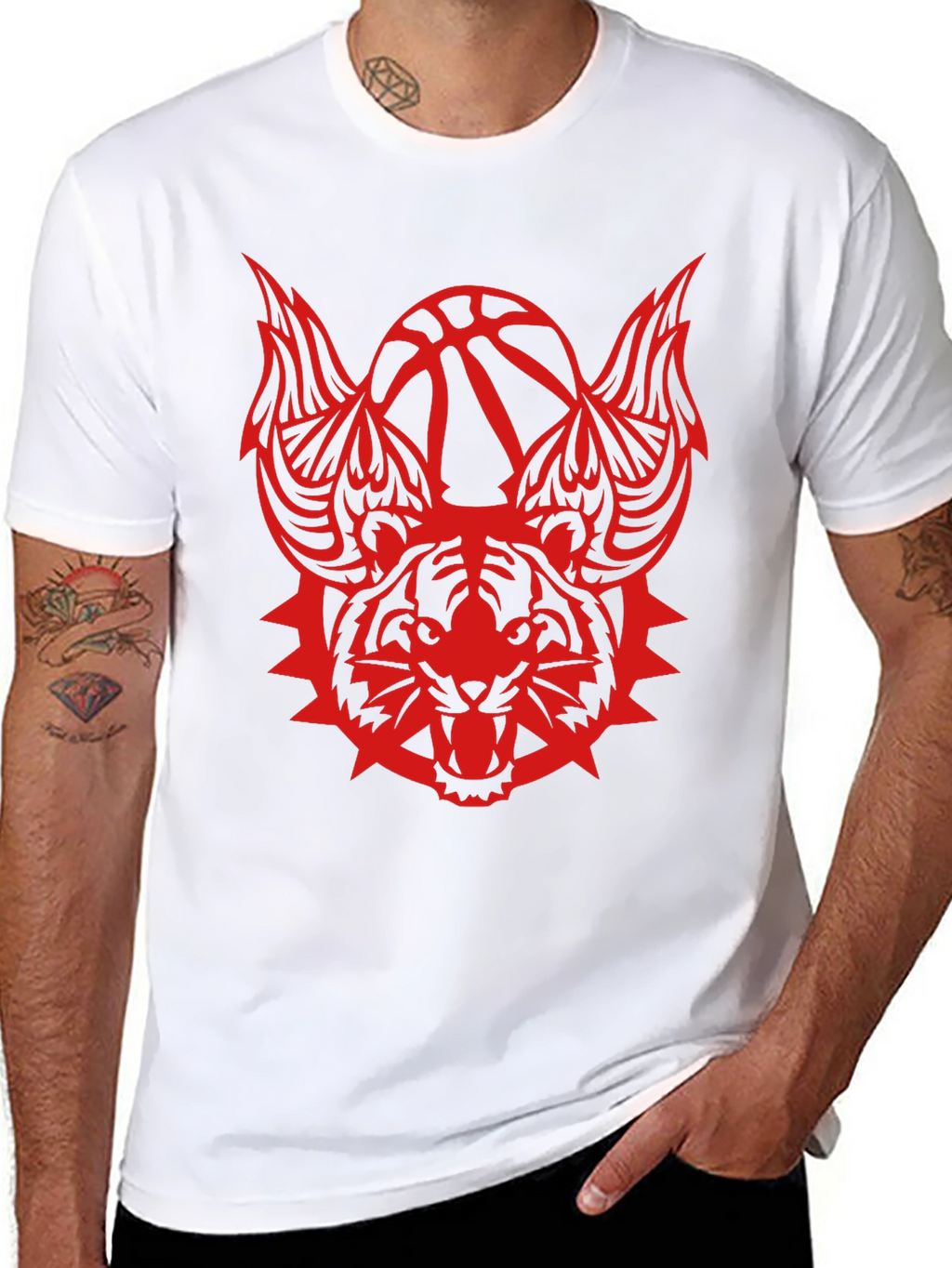 Mens Graphic Tee - Tiger Basketball Design