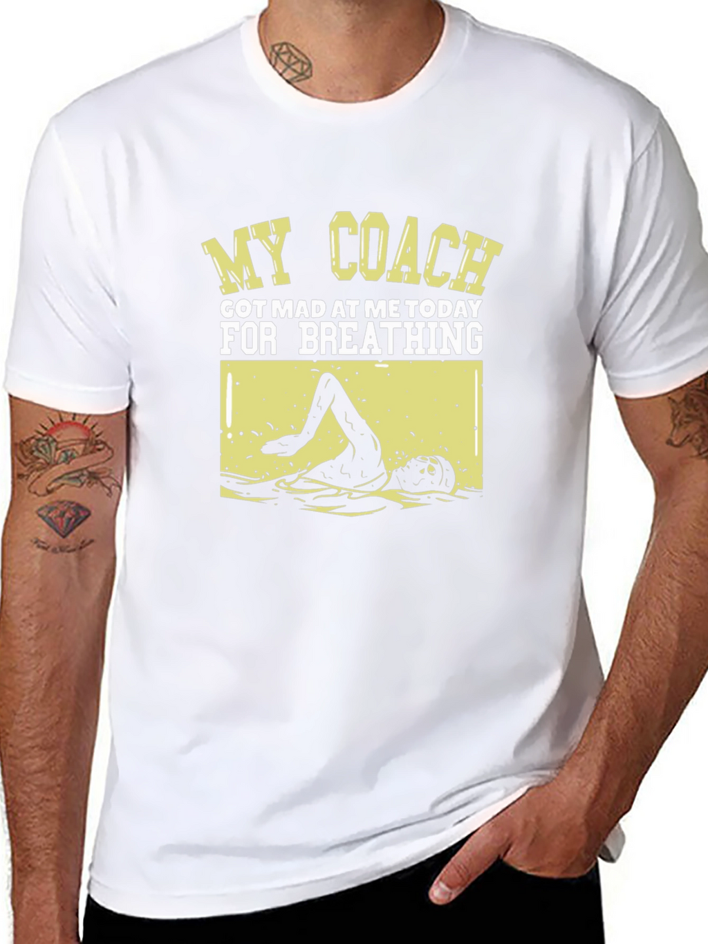 Funny Swimmer T-Shirt: My Coach Got Mad
