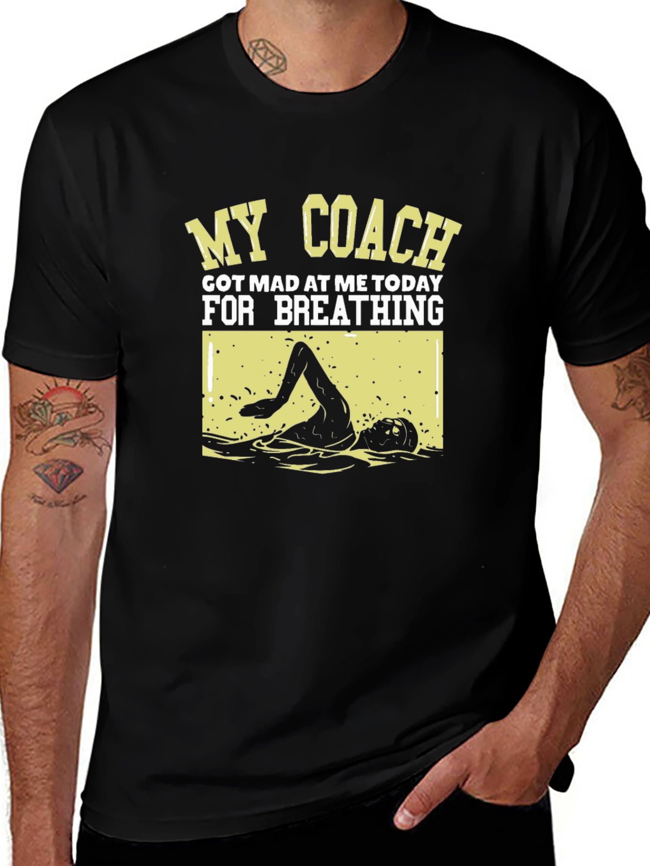 Funny Swimmer T-Shirt: My Coach Got Mad