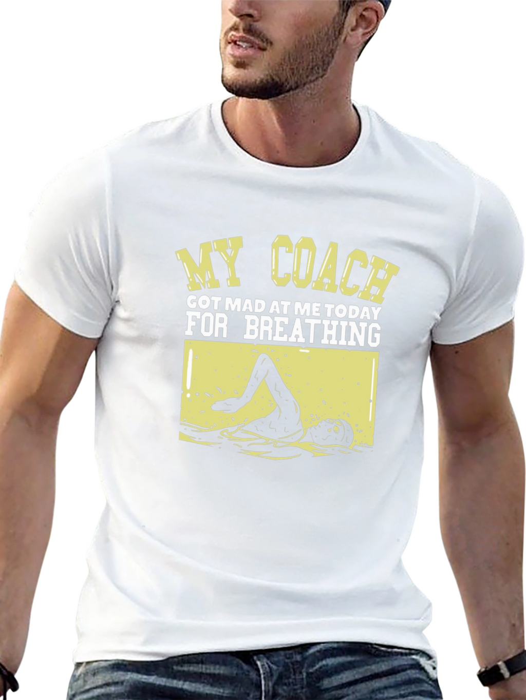 Funny Swimmer T-Shirt: My Coach Got Mad