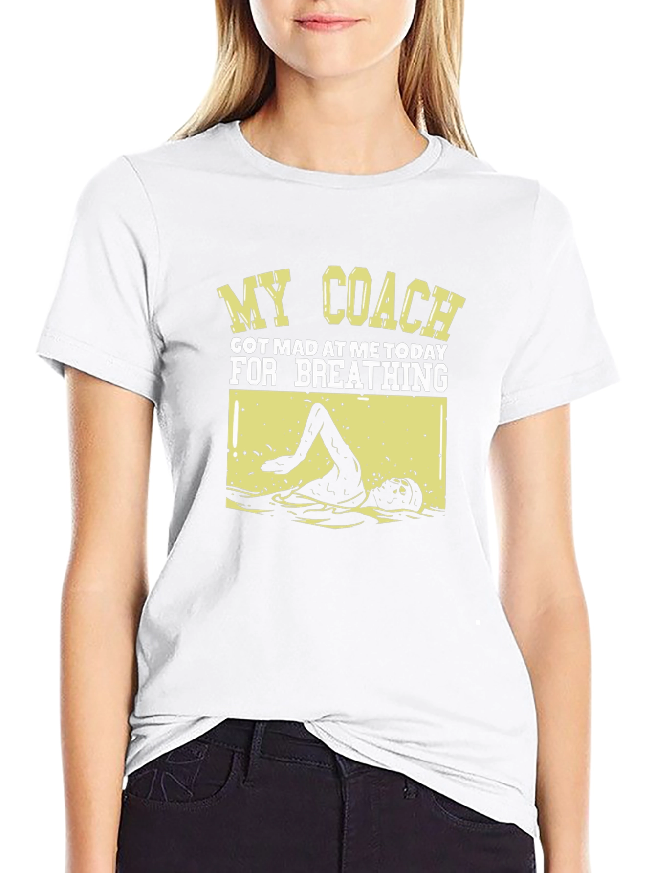 Funny Swimmer T-Shirt: My Coach Got Mad