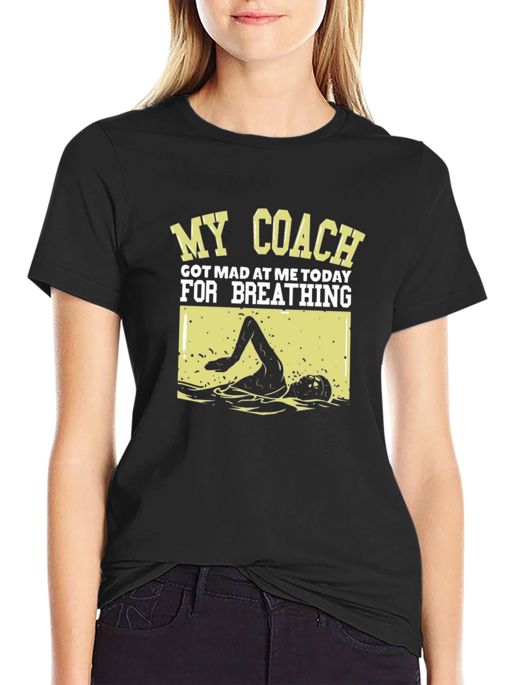 Funny Swimmer T-Shirt: My Coach Got Mad