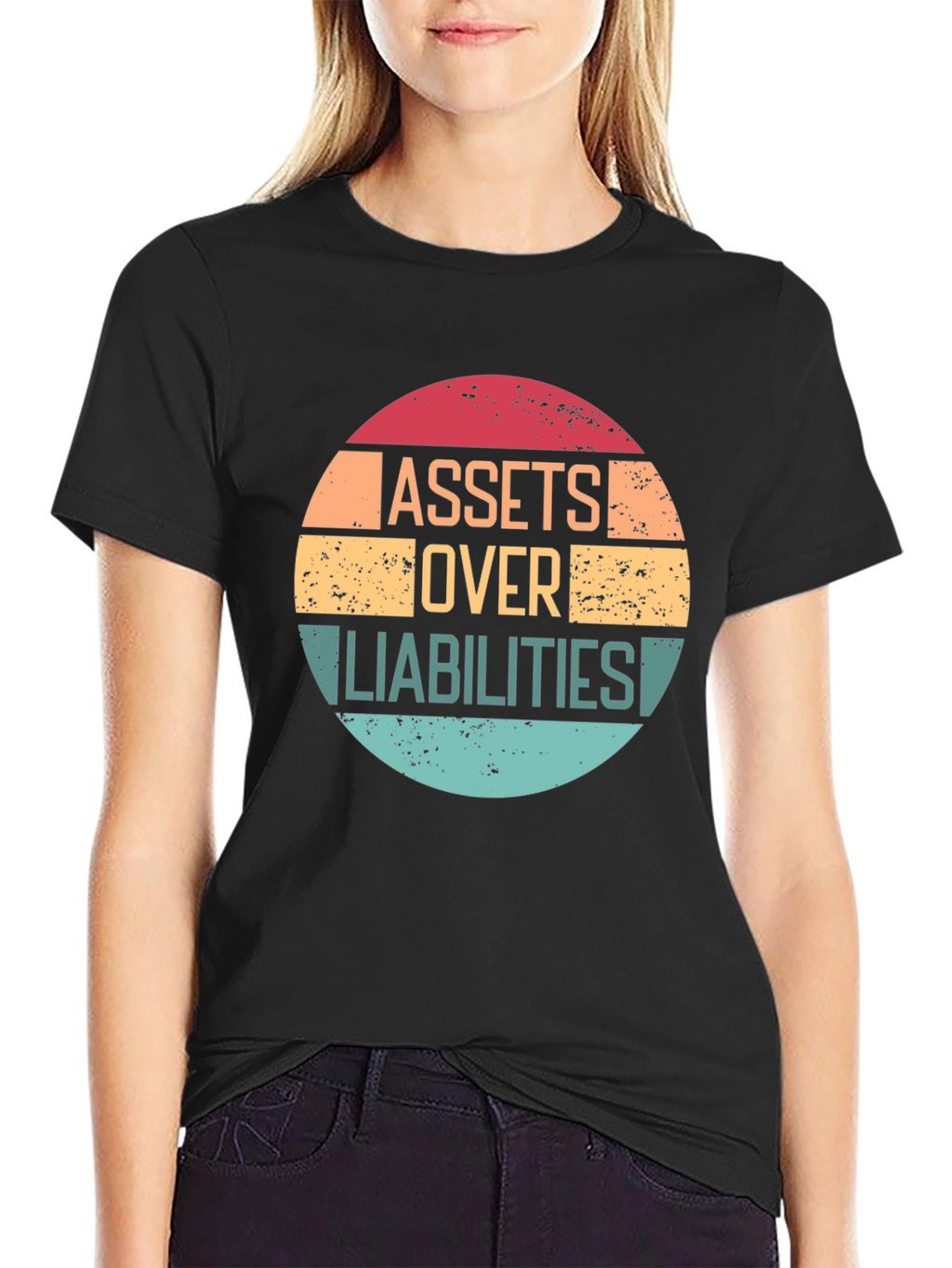 Assets Over Liabilities Black Graphic Tee
