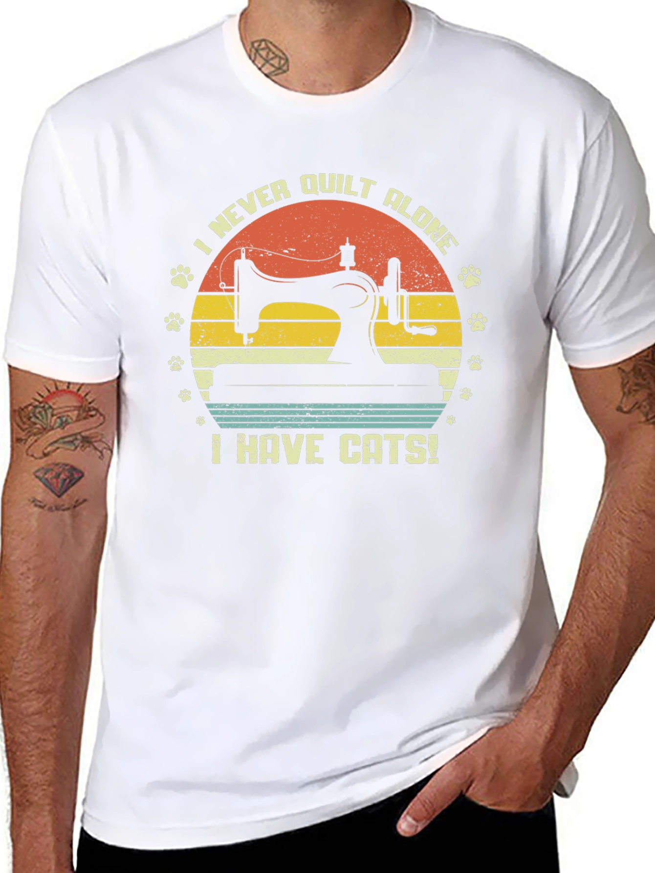 I Never Quilt Alone Cats T-Shirt