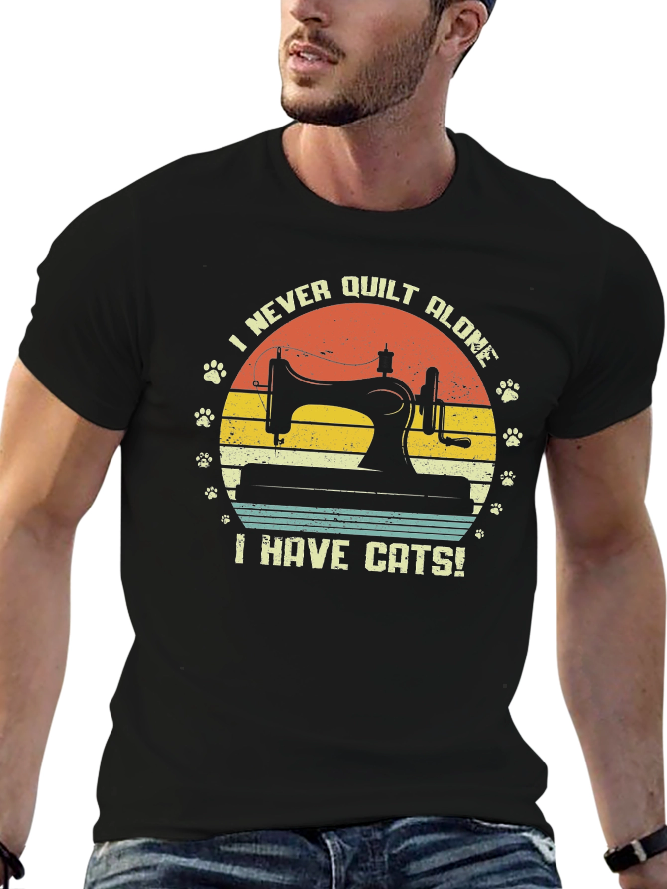 I Never Quilt Alone Cats T-Shirt
