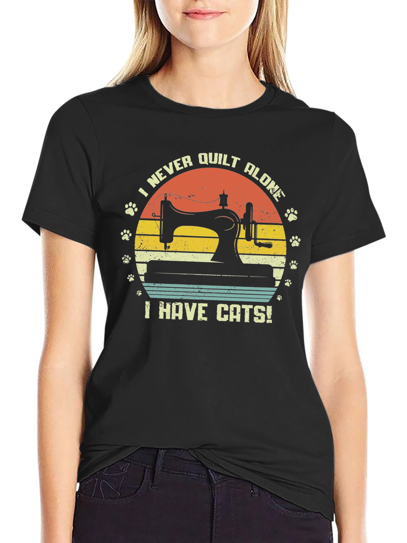 I Never Quilt Alone Cats T-Shirt