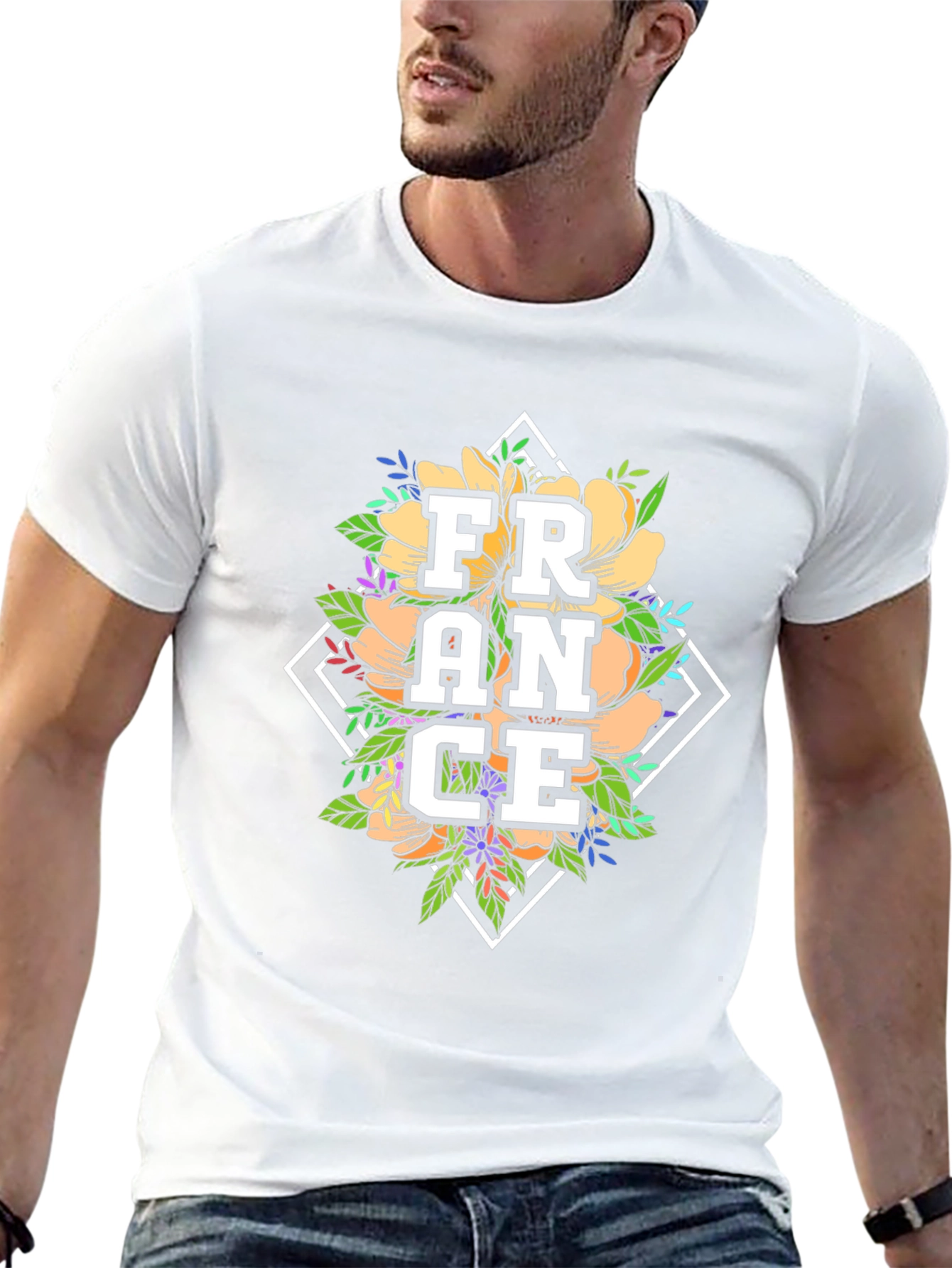 Floral France Graphic Tee - Black Unisex T-Shirt
