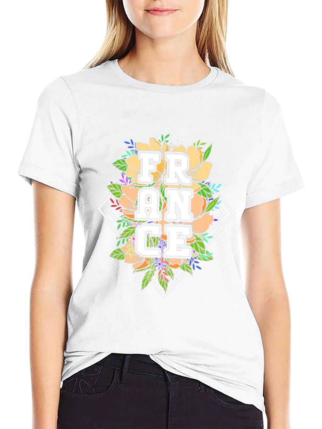 Floral France Graphic Tee - Black Unisex T-Shirt
