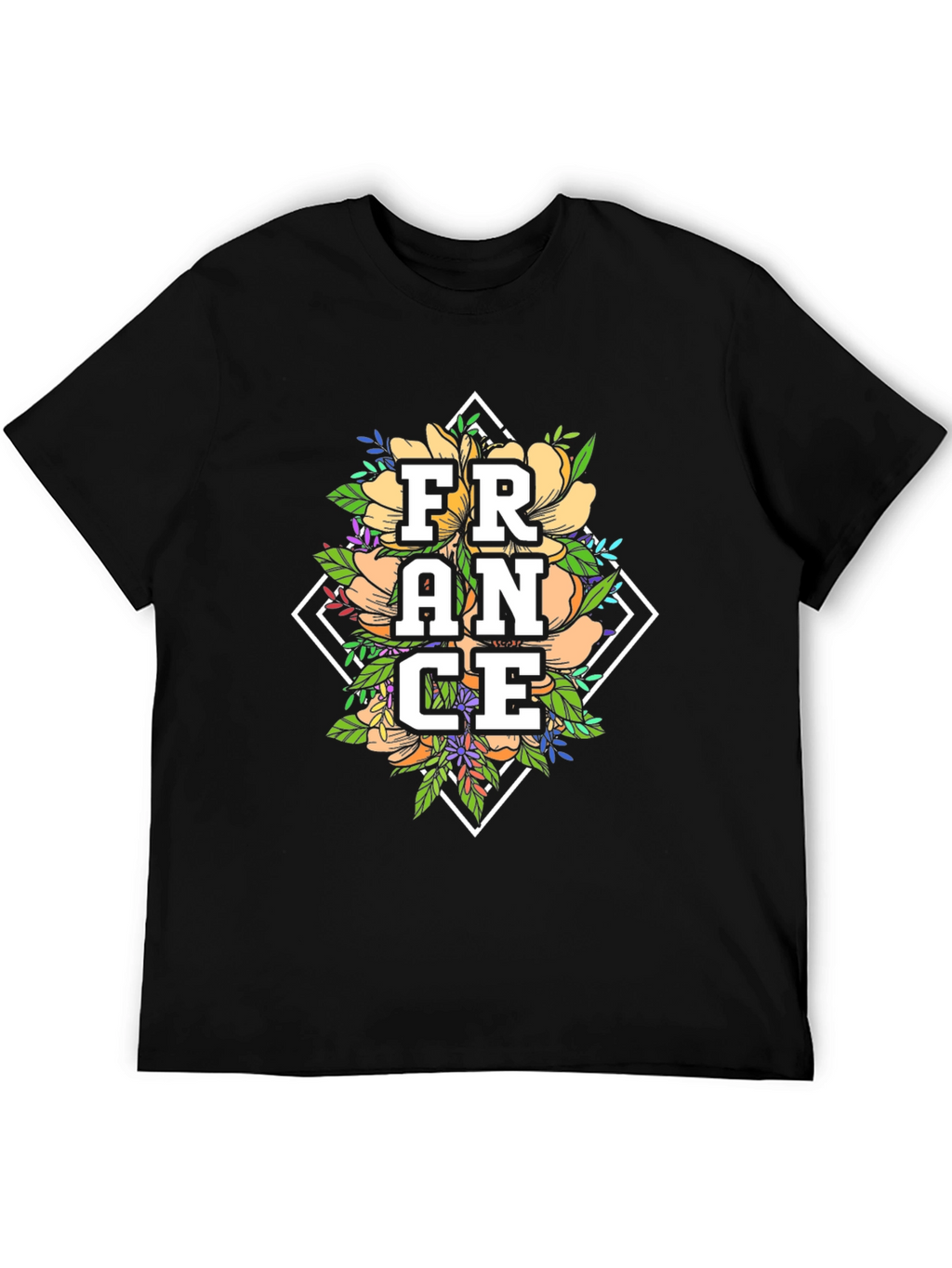 Floral France Graphic Tee - Black Unisex T-Shirt