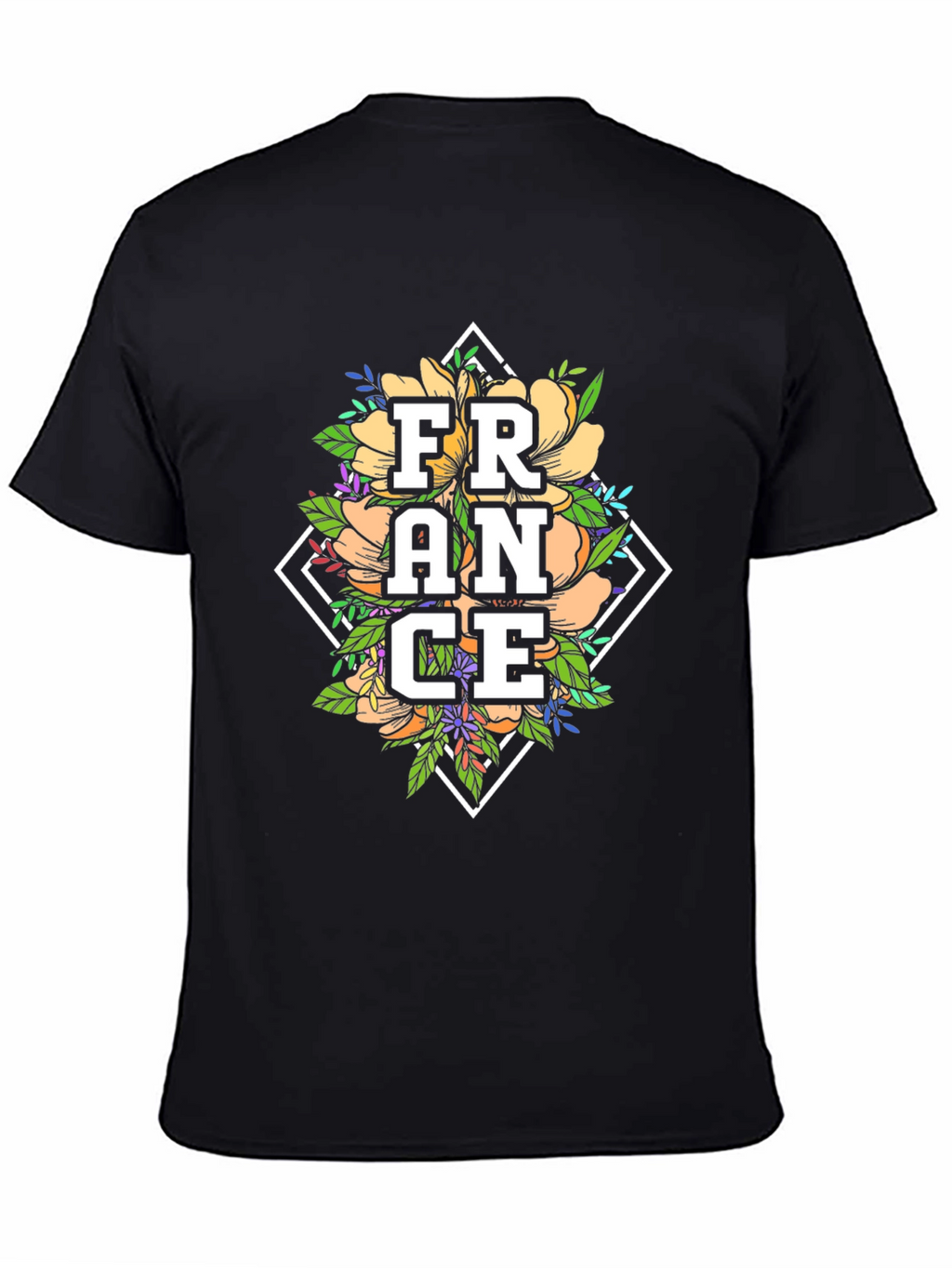 Floral France Graphic Tee - Black Unisex T-Shirt