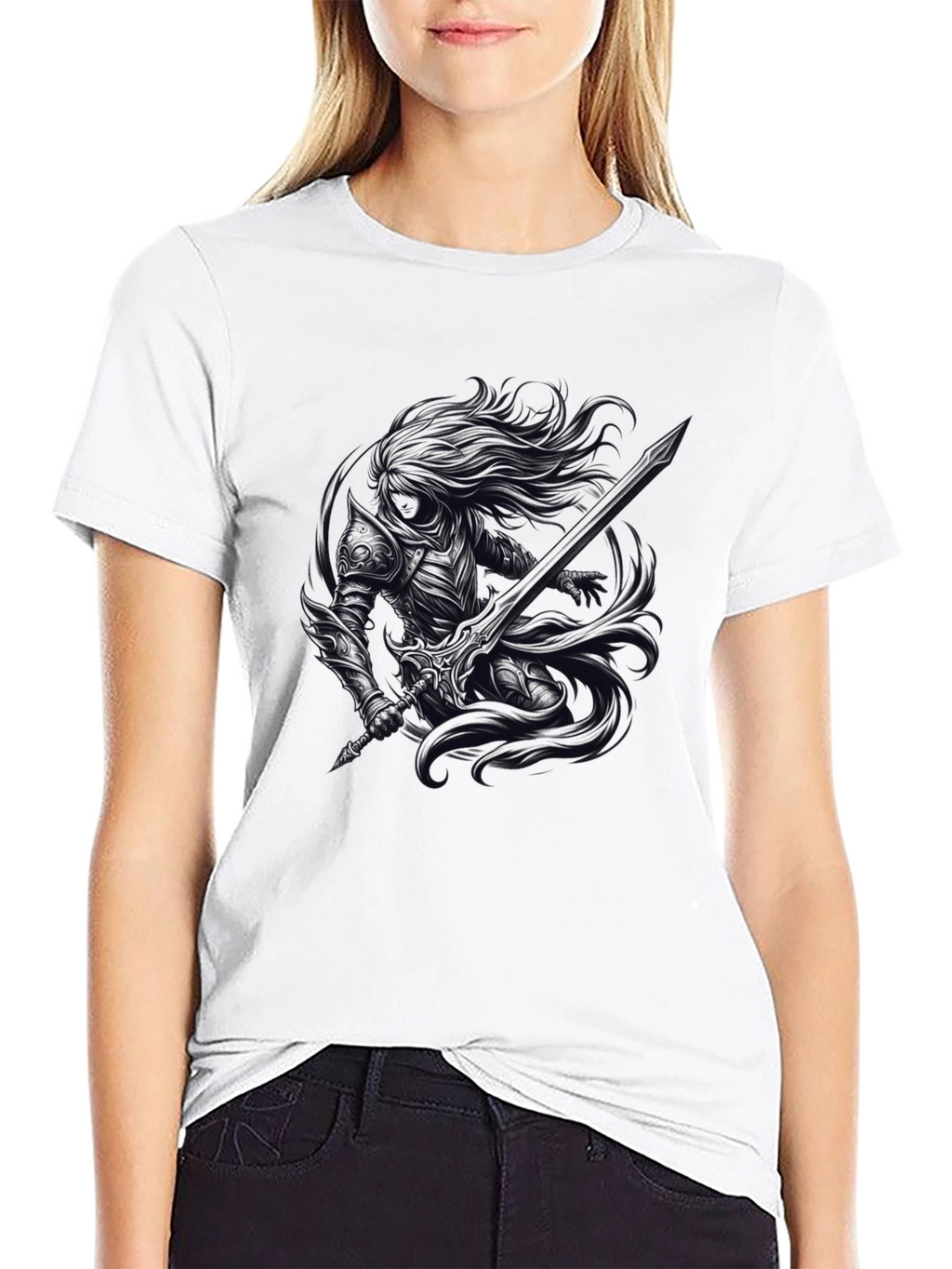 Dark Warrior Graphic Tee - Black