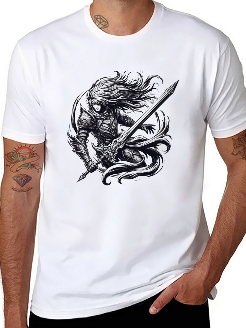 Dark Warrior Graphic Tee - Black
