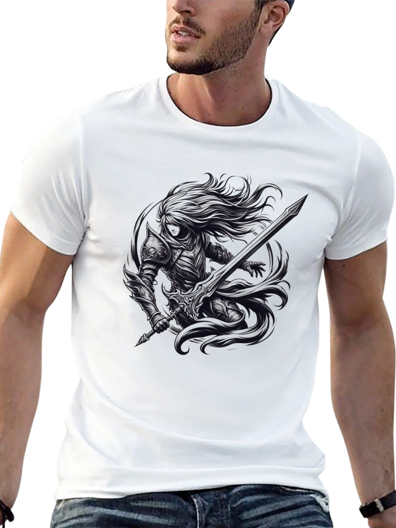 Dark Warrior Graphic Tee - Black