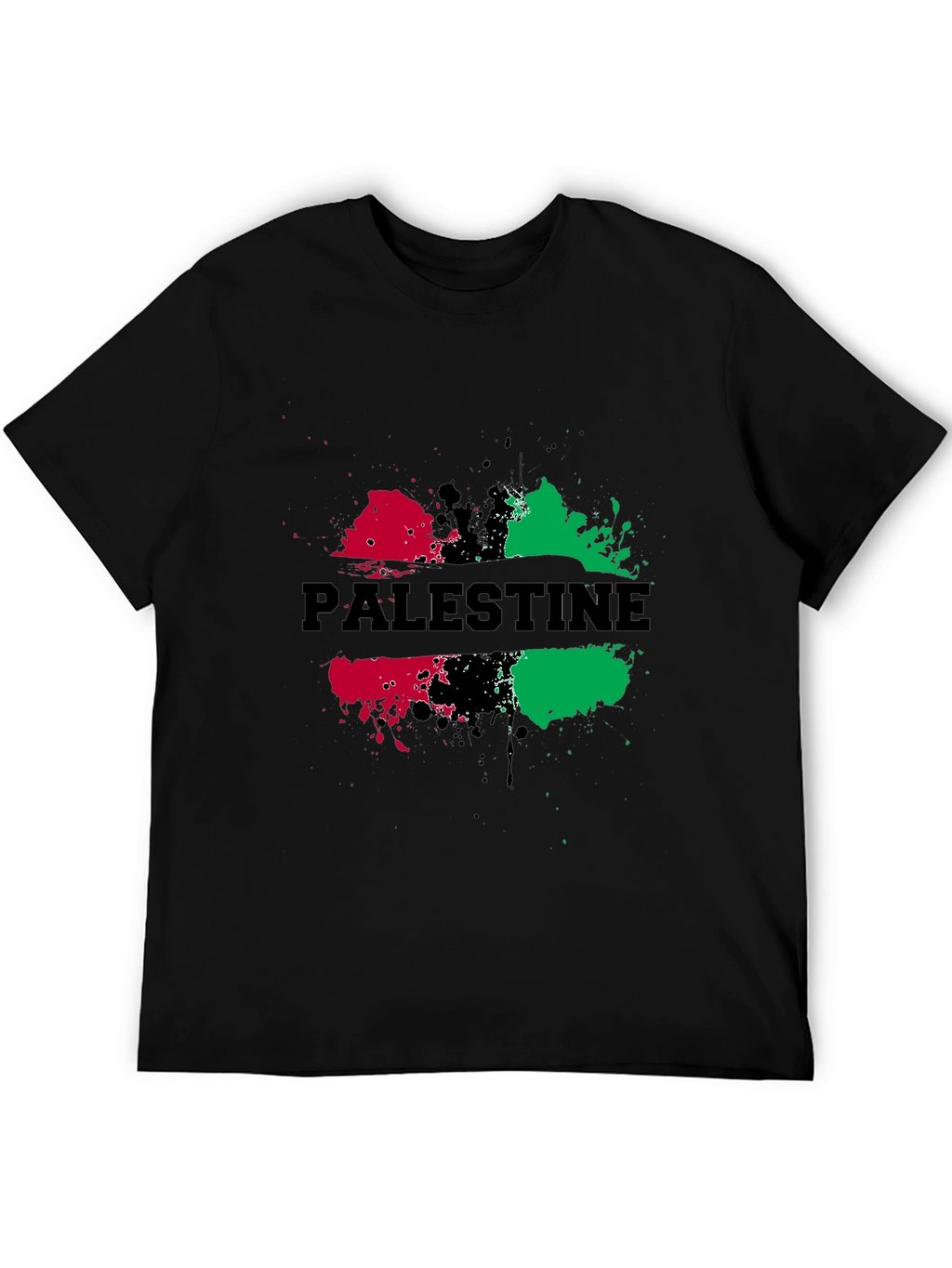Palestine Splatter Graphic Black T-Shirt